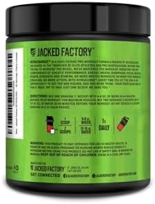 Jacked Factory NITROSURGE Pre Workout Supplement - for Energy, Instant Strength Gains, Clear Focus, Intense Pumps - Nitric Oxide Booster & Preworkout Powder with Beta Alanine - 30 Servings, Pineapple
