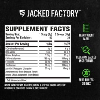 Jacked Factory NITROSURGE Pre Workout Supplement - for Energy, Instant Strength Gains, Clear Focus, Intense Pumps - Nitric Oxide Booster & Preworkout Powder with Beta Alanine - 30 Servings, Pineapple