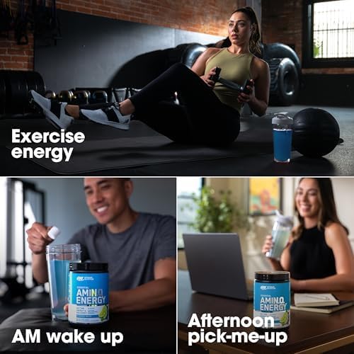 Optimum Nutrition Amino Energy - Pre Workout with Green Tea, BCAA, Amino Acids, Keto Friendly, Green Coffee Extract, Energy Powder - Blue Raspberry, 30 Servings (Packaging May Vary)