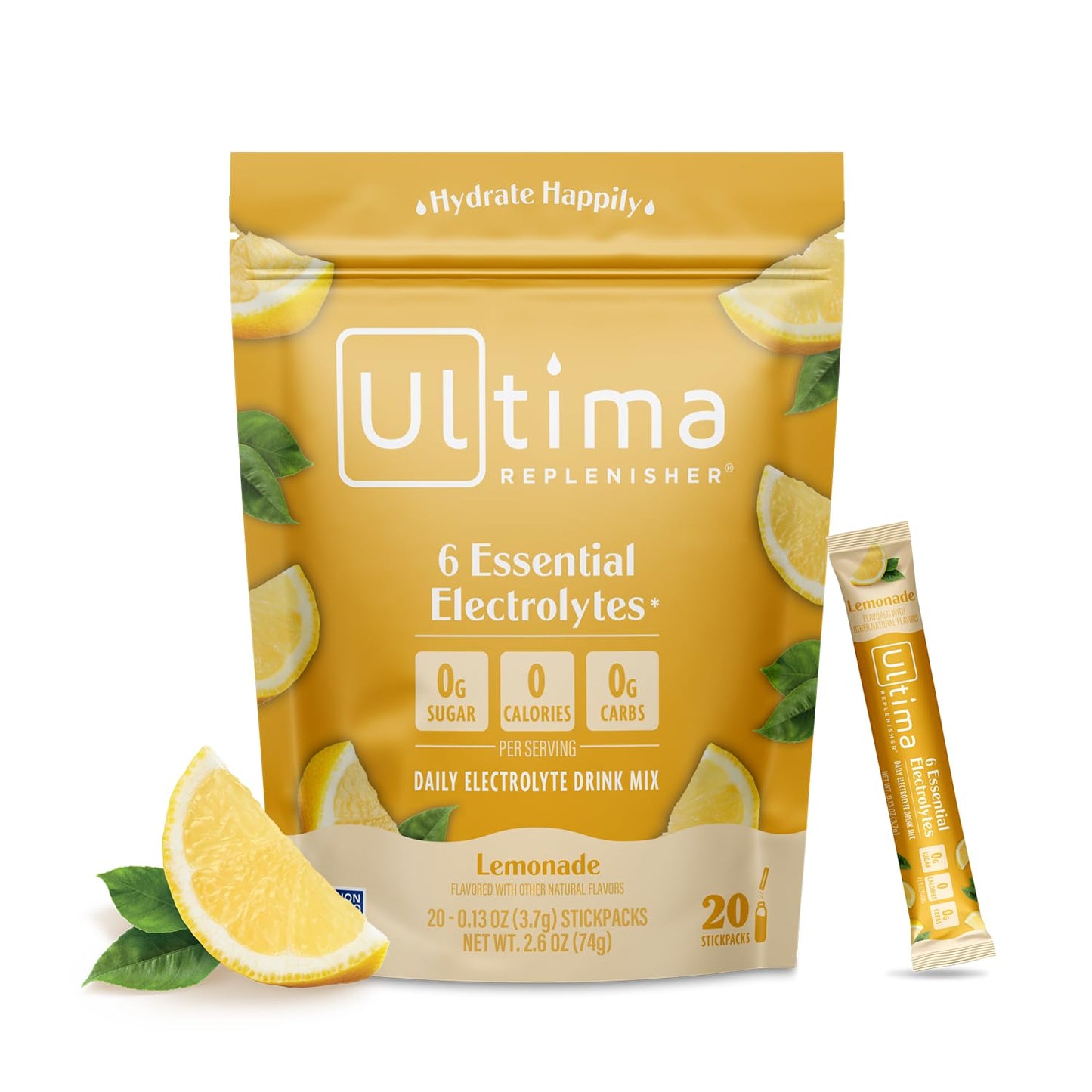 Ultima Replenisher Daily Electrolyte Powder Drink Mix – Original Variety, 20 Stickpacks – Hydration Packets with 6 Electrolytes and Minerals – Keto Friendly, Vegan, Non-GMO and Sugar-Free