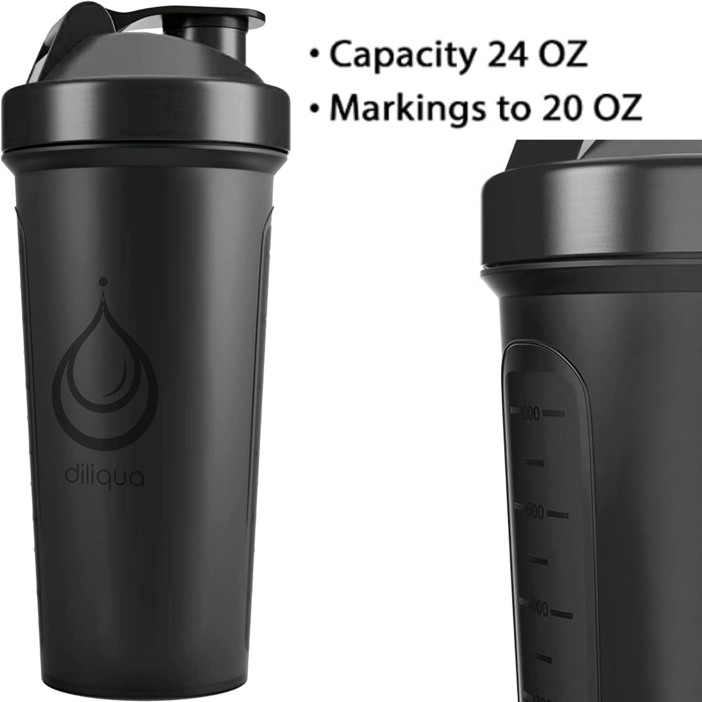 4 PACK, 20 oz Shaker Bottles for Protein Mixes | BPA-Free & Dishwasher Safe | 4 small protein shaker bottle | Shaker Cups for protein shakes | Blender Shaker Bottle Pack