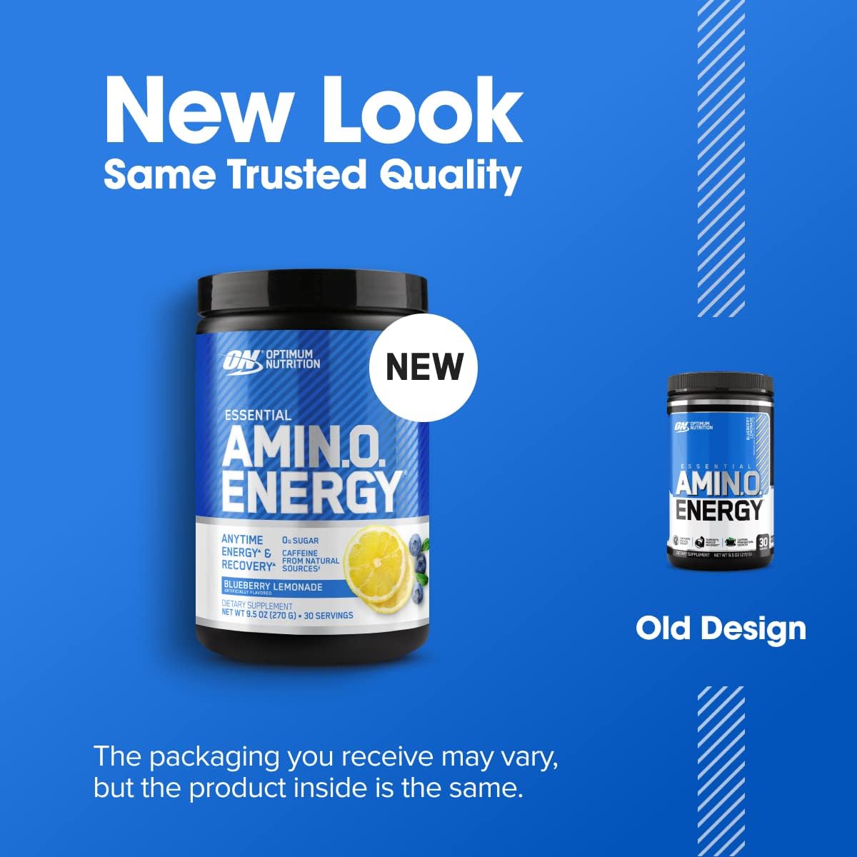Optimum Nutrition Amino Energy - Pre Workout with Green Tea, BCAA, Amino Acids, Keto Friendly, Green Coffee Extract, Energy Powder - Blue Raspberry, 30 Servings (Packaging May Vary)