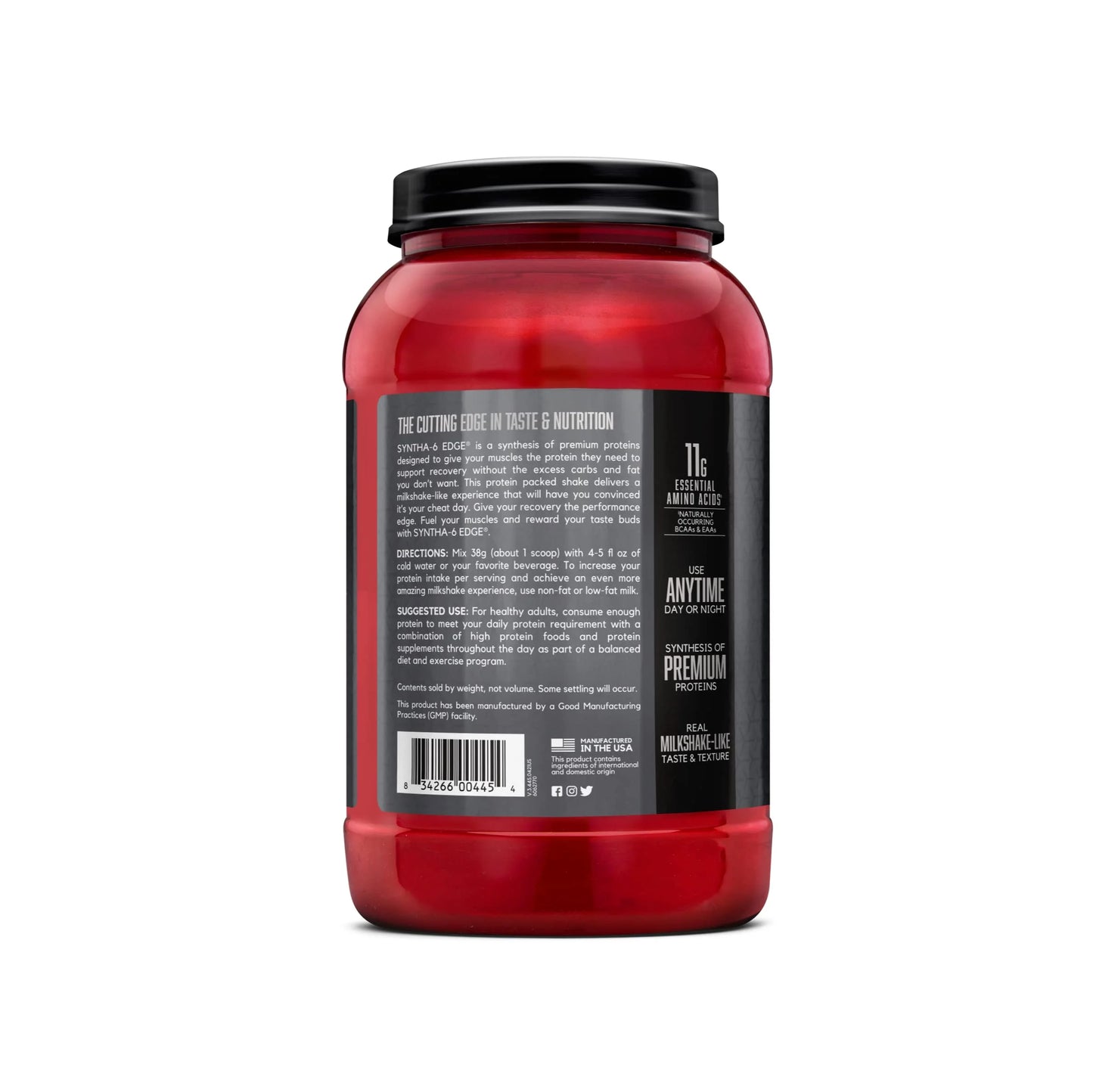 SYNTHA-6 Edge Protein Powder, with Hydrolyzed Whey, Micellar Casein, Milk Protein Isolate, Low Sugar, 24G Protein, Vanilla Milkshake, 28 Servings