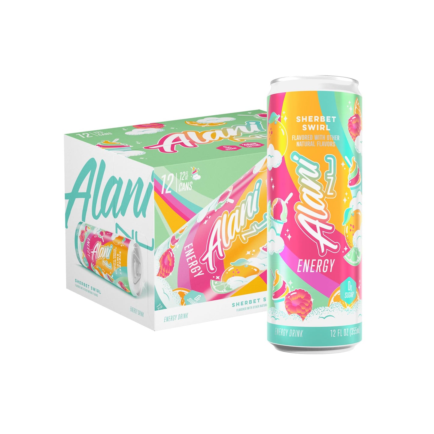 Alani Nu VARIETY PACK CHERRY TWIST, PINK SLUSH, ORANGE KISS Sugar Free, Low Calorie Energy Drinks, 200mg Caffeine, Biotin B Vitamins, Zero Sugar, 10 Calories, 12 Fl Oz Cans, 12 Pack