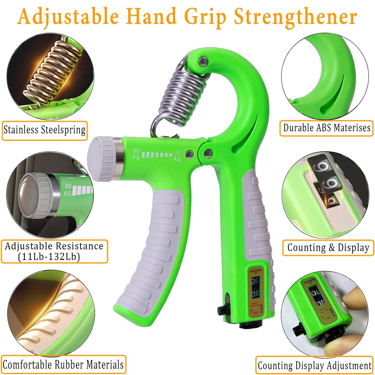Grip Strength Trainer with Forearm Strengthener, Hand Grip Strengthener, Hand Extension Exerciser, Stress Relief Ball and Hand Grip Strengthener for Muscle Building and Injury Recover(5 PCS)