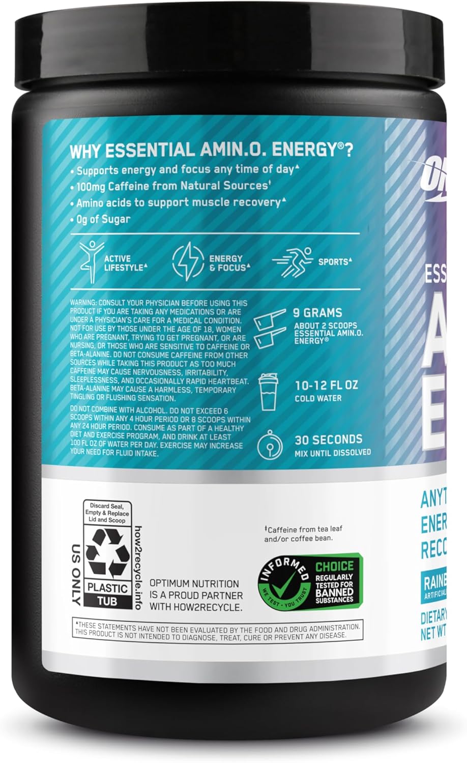 Optimum Nutrition Amino Energy - Pre Workout with Green Tea, BCAA, Amino Acids, Keto Friendly, Green Coffee Extract, Energy Powder - Blue Raspberry, 30 Servings (Packaging May Vary)