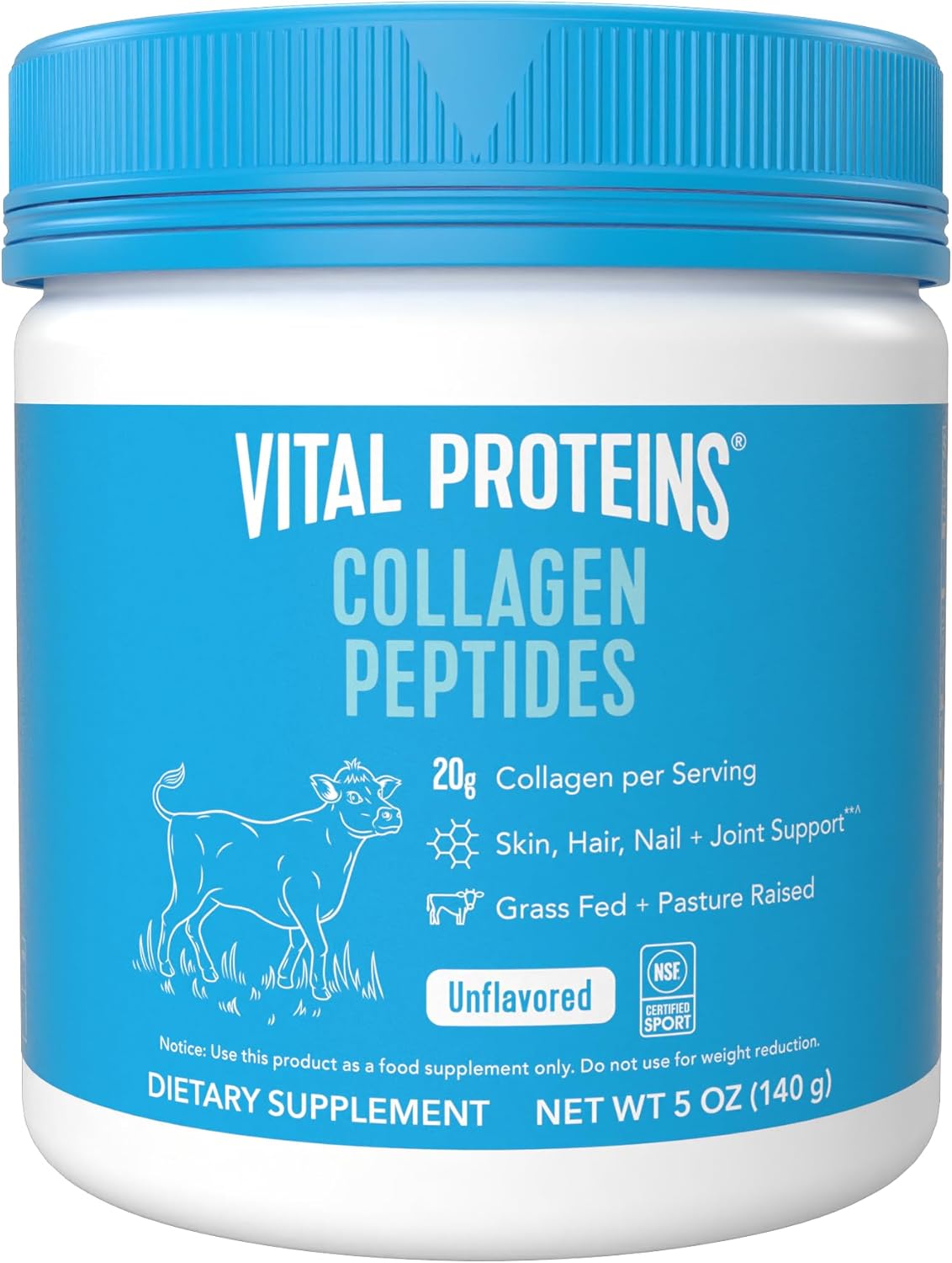 Vital Proteins Collagen Peptides Powder - Grass Fed Collagen Peptides for Hair, Nail, Skin, Bone & Joint Health, Unflavored, 9.33oz