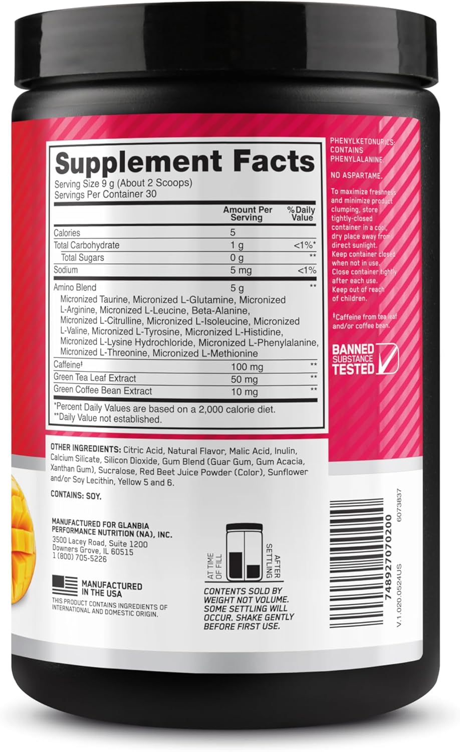 Optimum Nutrition Amino Energy - Pre Workout with Green Tea, BCAA, Amino Acids, Keto Friendly, Green Coffee Extract, Energy Powder - Blue Raspberry, 30 Servings (Packaging May Vary)