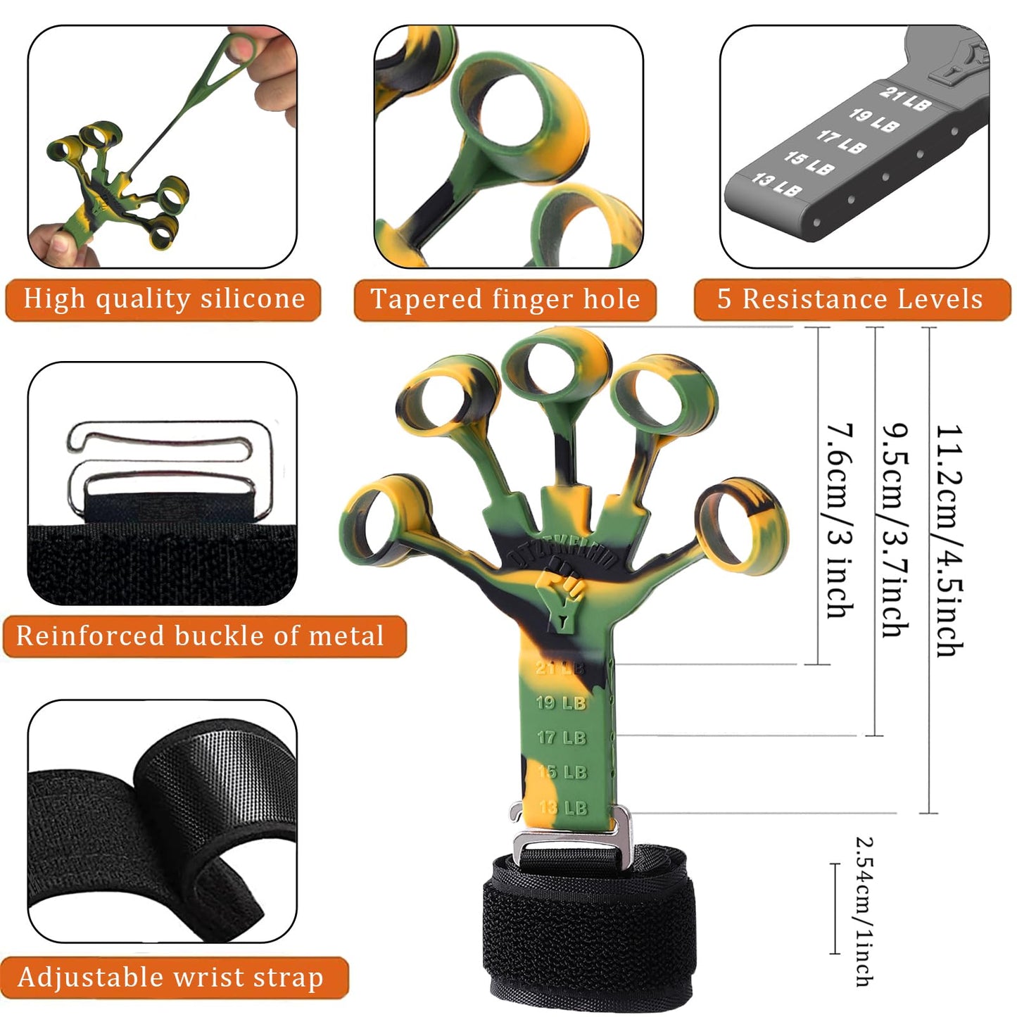 Grip Strength Trainer with Forearm Strengthener, Hand Grip Strengthener, Hand Extension Exerciser, Stress Relief Ball and Hand Grip Strengthener for Muscle Building and Injury Recover(5 PCS)
