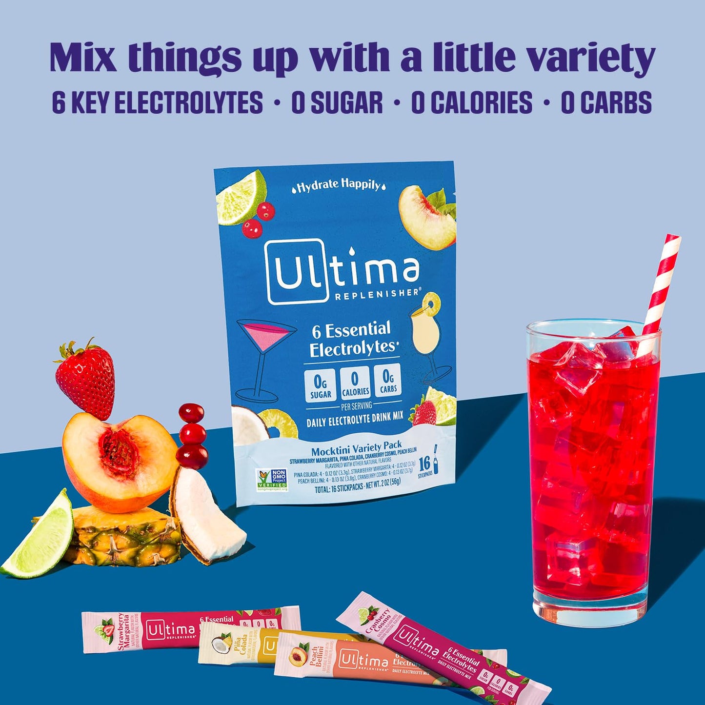 Ultima Replenisher Daily Electrolyte Powder Drink Mix – Original Variety, 20 Stickpacks – Hydration Packets with 6 Electrolytes and Minerals – Keto Friendly, Vegan, Non-GMO and Sugar-Free