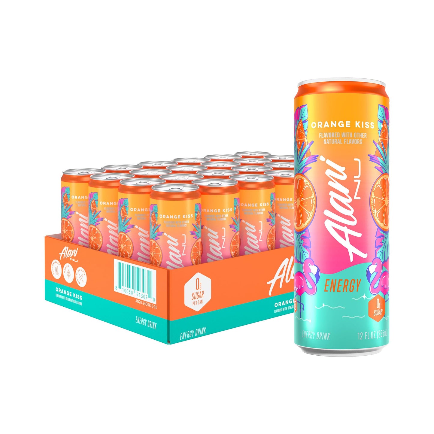 Alani Nu VARIETY PACK CHERRY TWIST, PINK SLUSH, ORANGE KISS Sugar Free, Low Calorie Energy Drinks, 200mg Caffeine, Biotin B Vitamins, Zero Sugar, 10 Calories, 12 Fl Oz Cans, 12 Pack