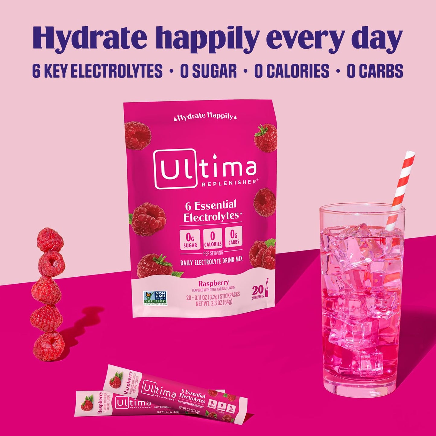 Ultima Replenisher Daily Electrolyte Powder Drink Mix – Original Variety, 20 Stickpacks – Hydration Packets with 6 Electrolytes and Minerals – Keto Friendly, Vegan, Non-GMO and Sugar-Free