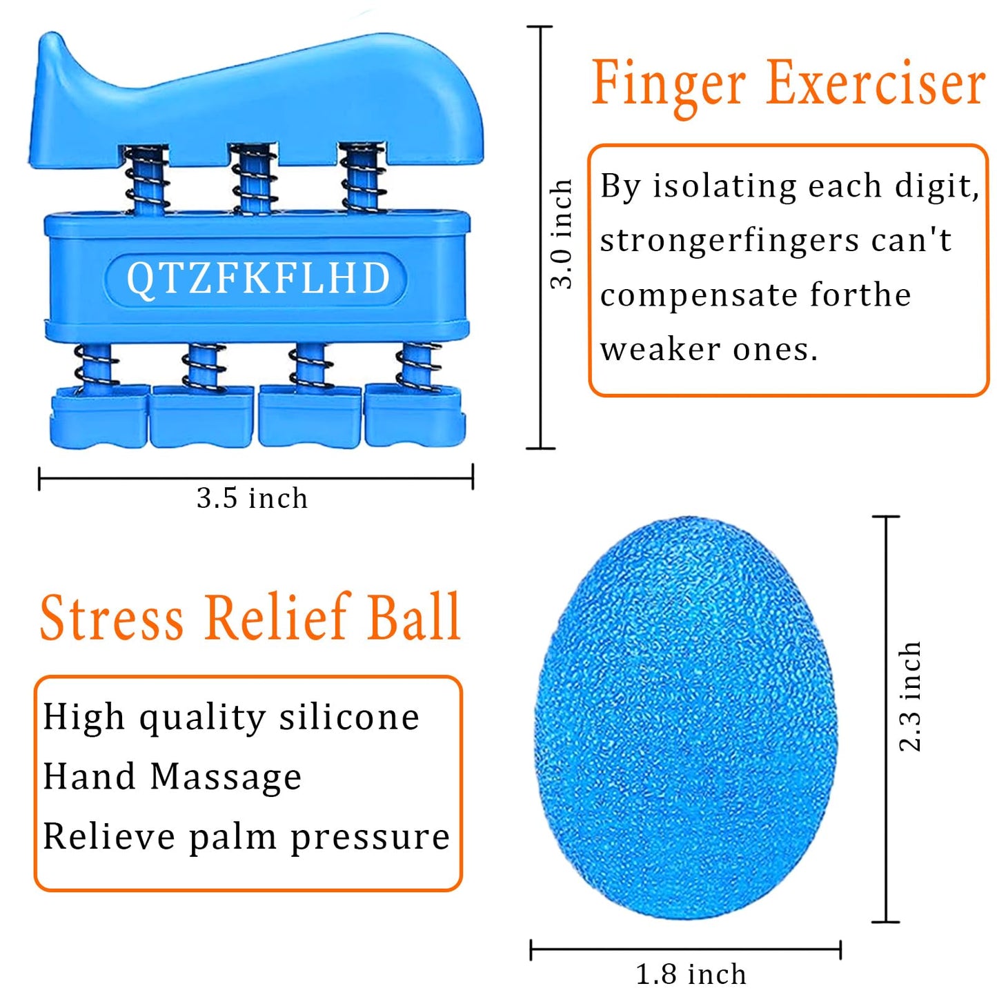 Grip Strength Trainer with Forearm Strengthener, Hand Grip Strengthener, Hand Extension Exerciser, Stress Relief Ball and Hand Grip Strengthener for Muscle Building and Injury Recover(5 PCS)