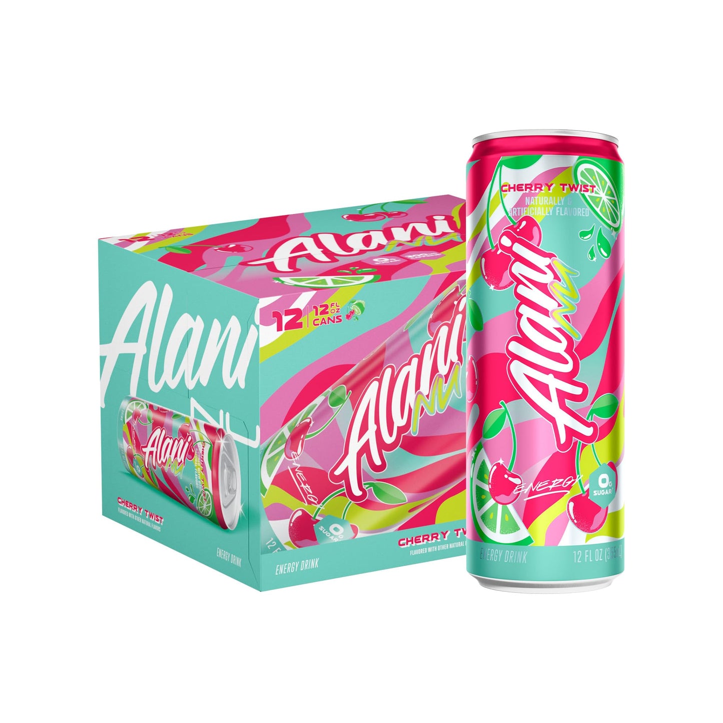 Alani Nu VARIETY PACK CHERRY TWIST, PINK SLUSH, ORANGE KISS Sugar Free, Low Calorie Energy Drinks, 200mg Caffeine, Biotin B Vitamins, Zero Sugar, 10 Calories, 12 Fl Oz Cans, 12 Pack