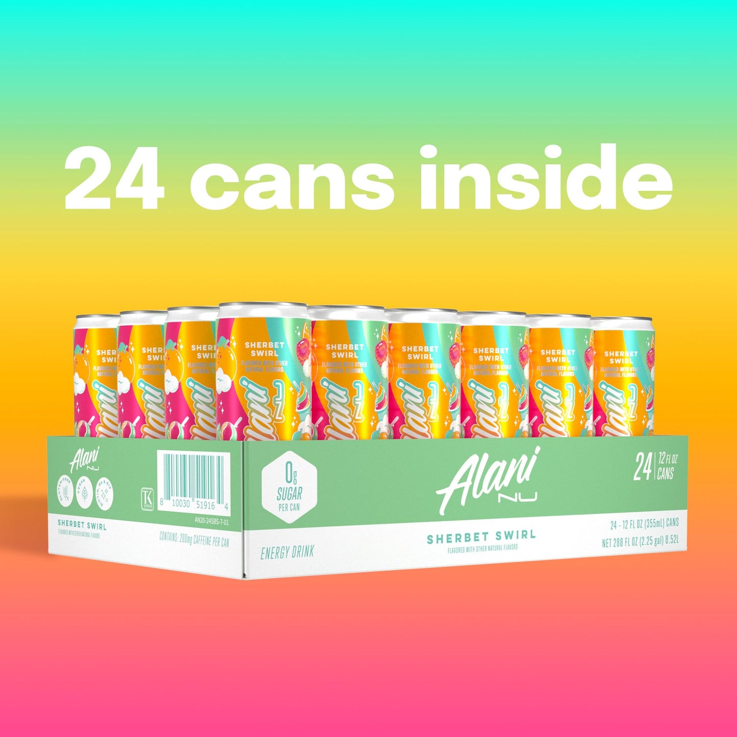 Alani Nu VARIETY PACK CHERRY TWIST, PINK SLUSH, ORANGE KISS Sugar Free, Low Calorie Energy Drinks, 200mg Caffeine, Biotin B Vitamins, Zero Sugar, 10 Calories, 12 Fl Oz Cans, 12 Pack