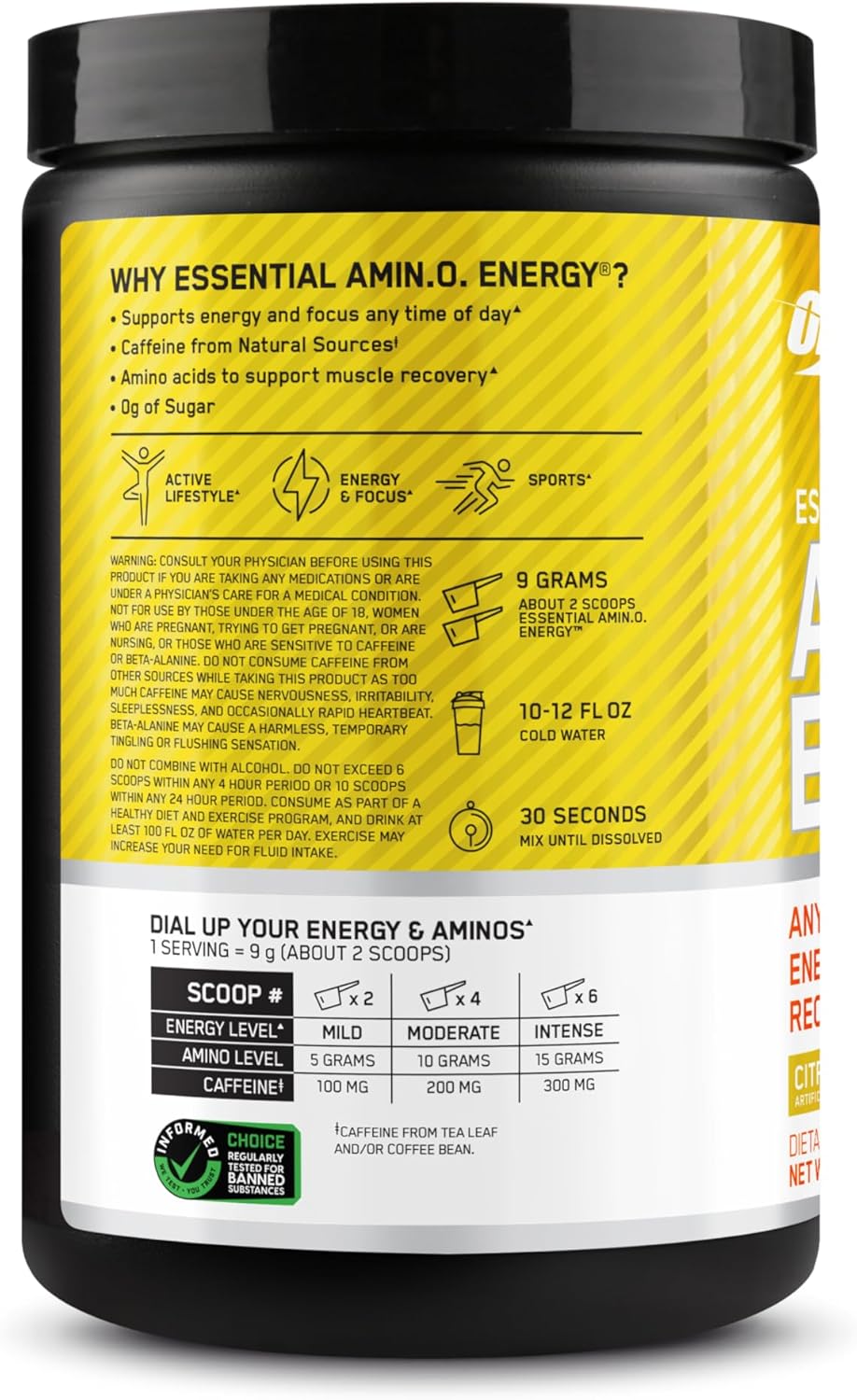 Optimum Nutrition Amino Energy - Pre Workout with Green Tea, BCAA, Amino Acids, Keto Friendly, Green Coffee Extract, Energy Powder - Blue Raspberry, 30 Servings (Packaging May Vary)
