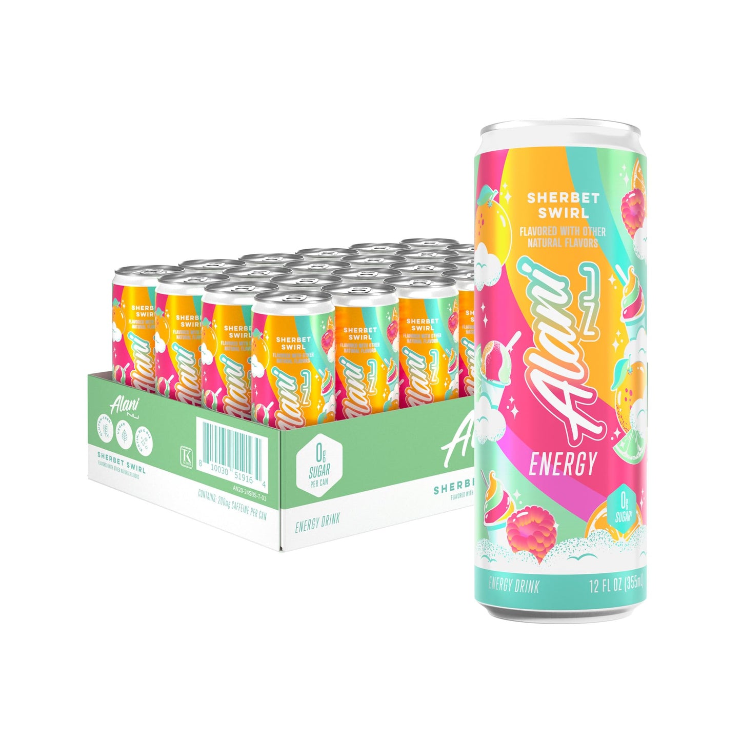 Alani Nu VARIETY PACK CHERRY TWIST, PINK SLUSH, ORANGE KISS Sugar Free, Low Calorie Energy Drinks, 200mg Caffeine, Biotin B Vitamins, Zero Sugar, 10 Calories, 12 Fl Oz Cans, 12 Pack