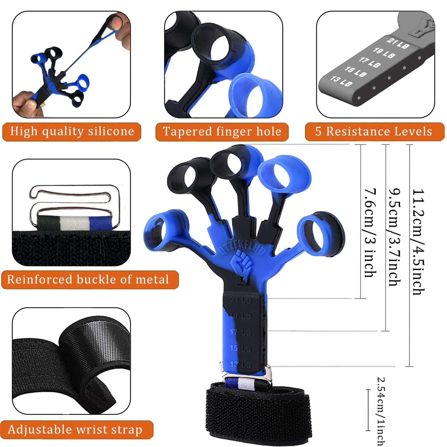 Grip Strength Trainer with Forearm Strengthener, Hand Grip Strengthener, Hand Extension Exerciser, Stress Relief Ball and Hand Grip Strengthener for Muscle Building and Injury Recover(5 PCS)