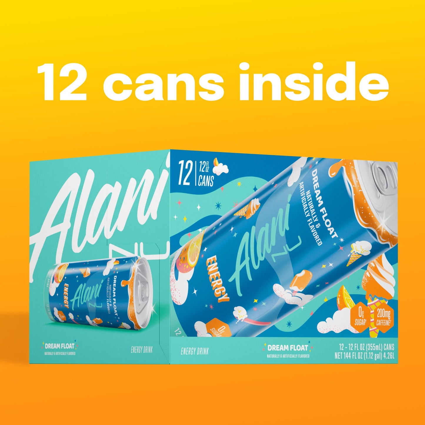 Alani Nu VARIETY PACK CHERRY TWIST, PINK SLUSH, ORANGE KISS Sugar Free, Low Calorie Energy Drinks, 200mg Caffeine, Biotin B Vitamins, Zero Sugar, 10 Calories, 12 Fl Oz Cans, 12 Pack