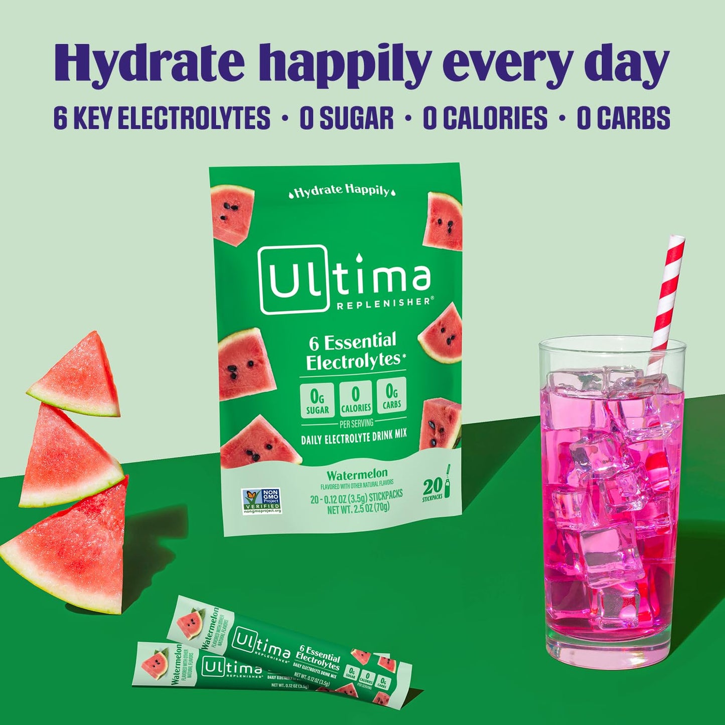 Ultima Replenisher Daily Electrolyte Powder Drink Mix – Original Variety, 20 Stickpacks – Hydration Packets with 6 Electrolytes and Minerals – Keto Friendly, Vegan, Non-GMO and Sugar-Free