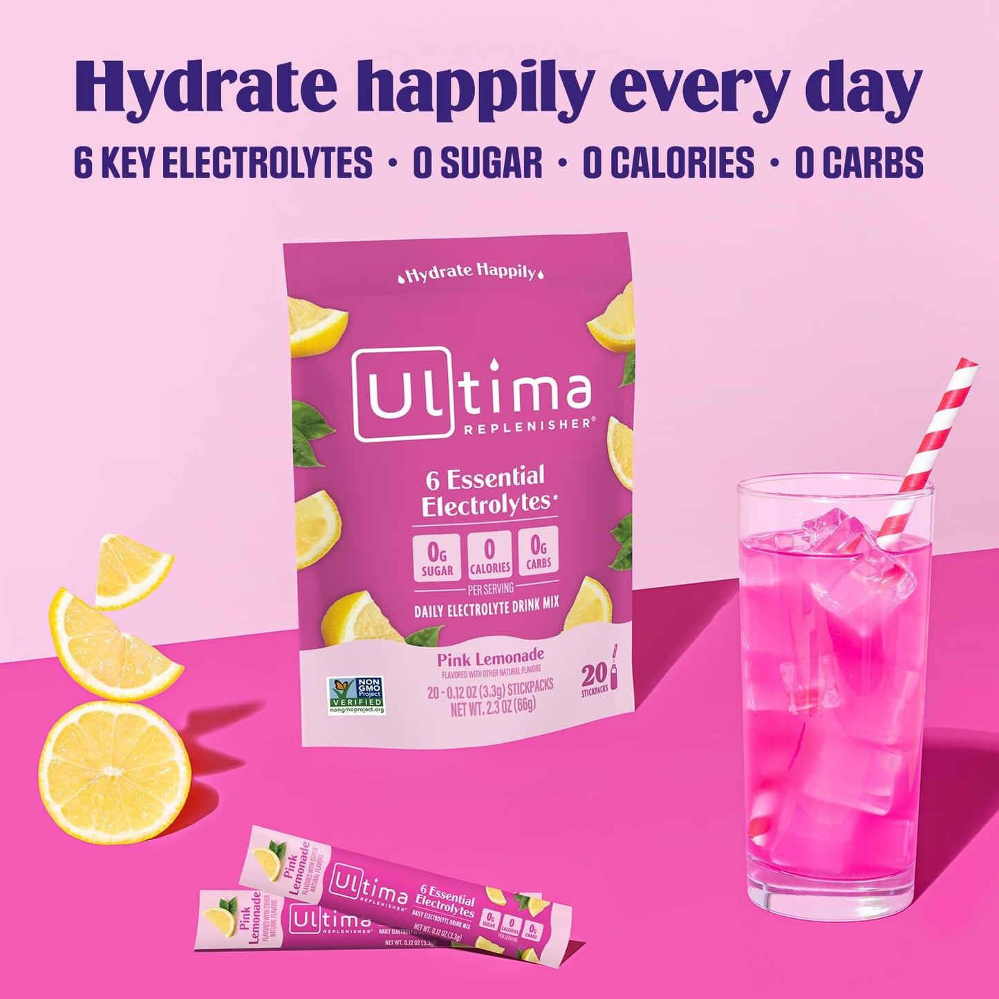 Ultima Replenisher Daily Electrolyte Powder Drink Mix – Original Variety, 20 Stickpacks – Hydration Packets with 6 Electrolytes and Minerals – Keto Friendly, Vegan, Non-GMO and Sugar-Free