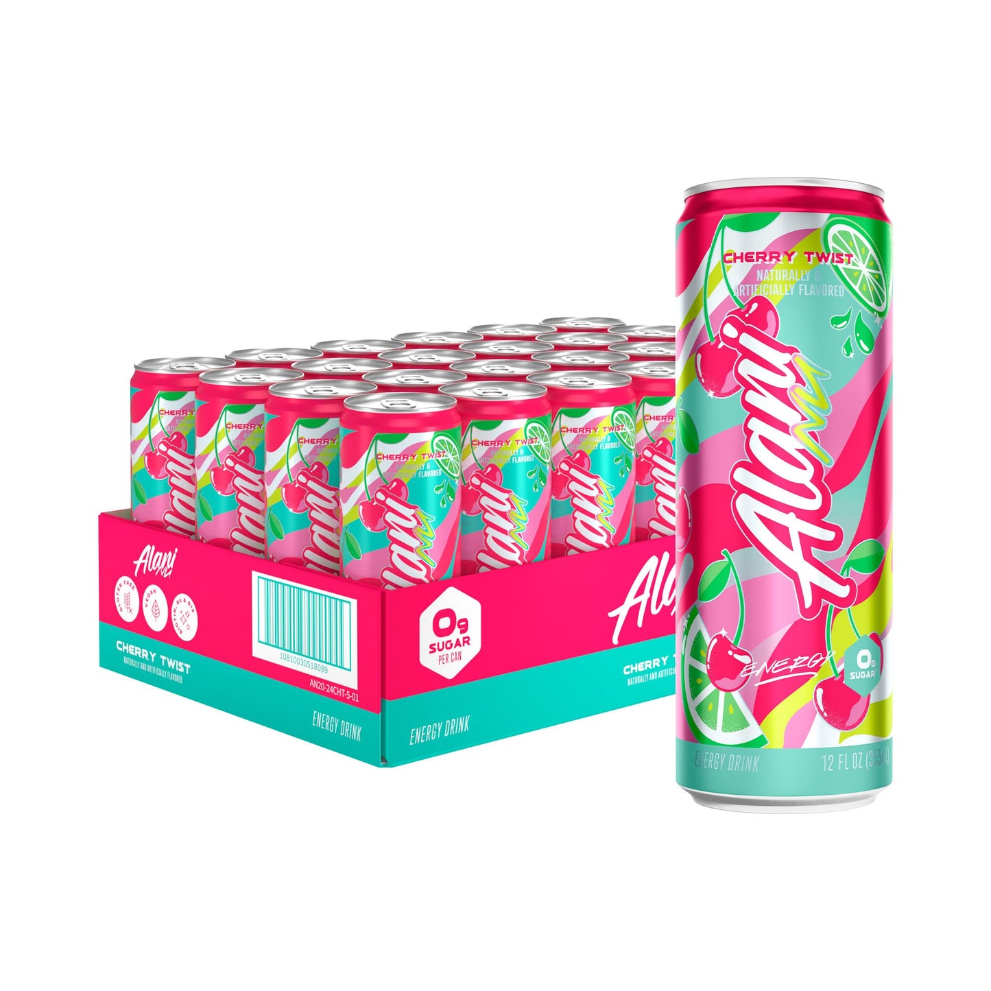 Alani Nu VARIETY PACK CHERRY TWIST, PINK SLUSH, ORANGE KISS Sugar Free, Low Calorie Energy Drinks, 200mg Caffeine, Biotin B Vitamins, Zero Sugar, 10 Calories, 12 Fl Oz Cans, 12 Pack