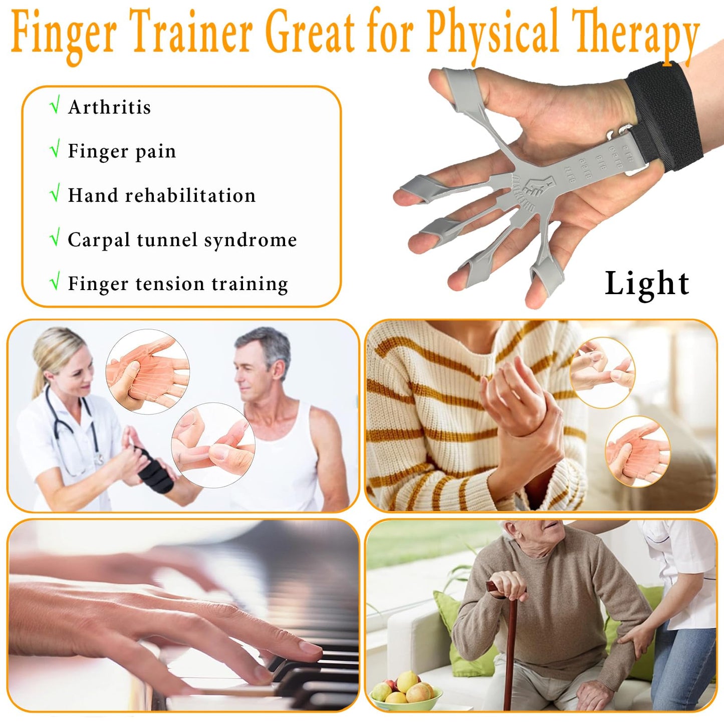 Grip Strength Trainer with Forearm Strengthener, Hand Grip Strengthener, Hand Extension Exerciser, Stress Relief Ball and Hand Grip Strengthener for Muscle Building and Injury Recover(5 PCS)