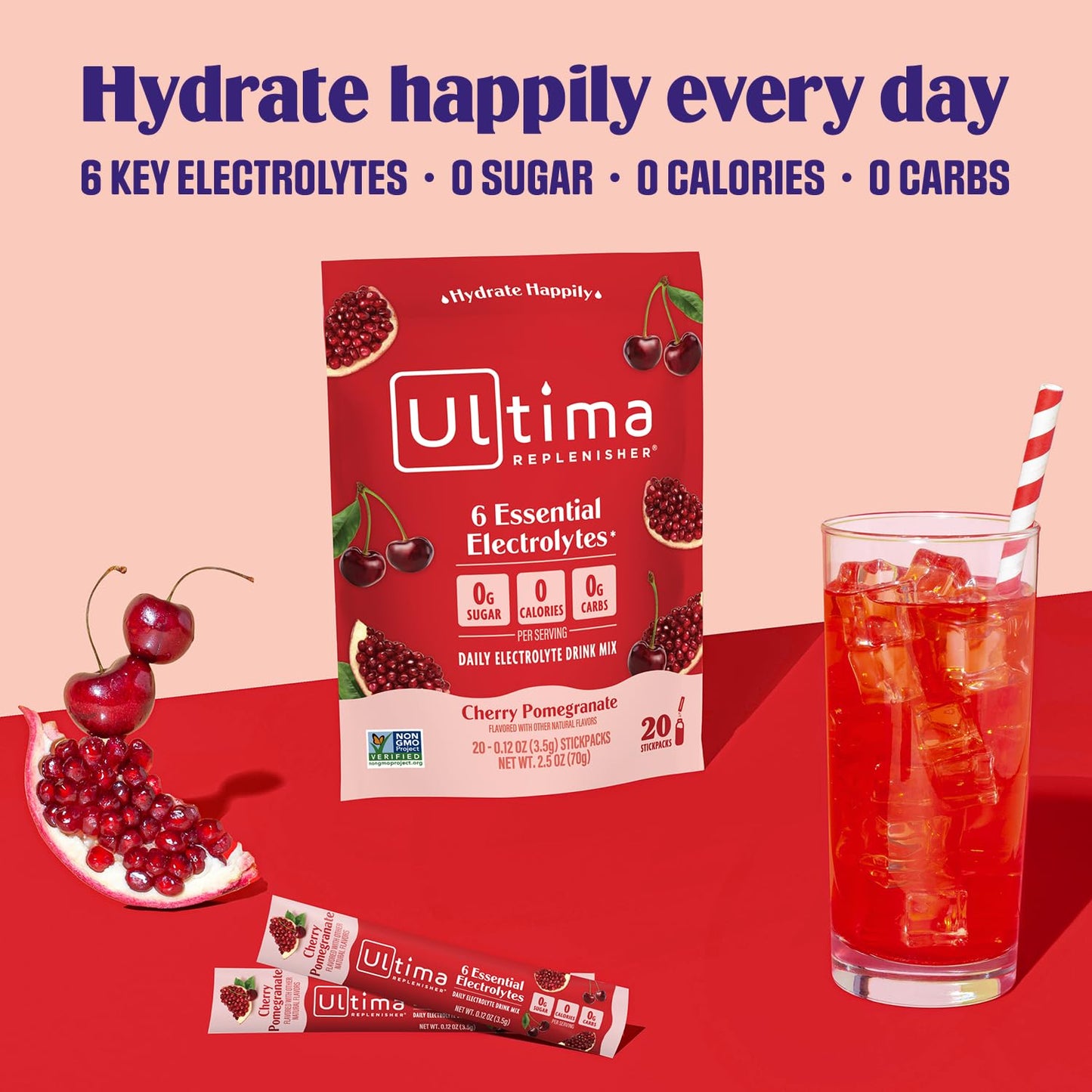 Ultima Replenisher Daily Electrolyte Powder Drink Mix – Original Variety, 20 Stickpacks – Hydration Packets with 6 Electrolytes and Minerals – Keto Friendly, Vegan, Non-GMO and Sugar-Free
