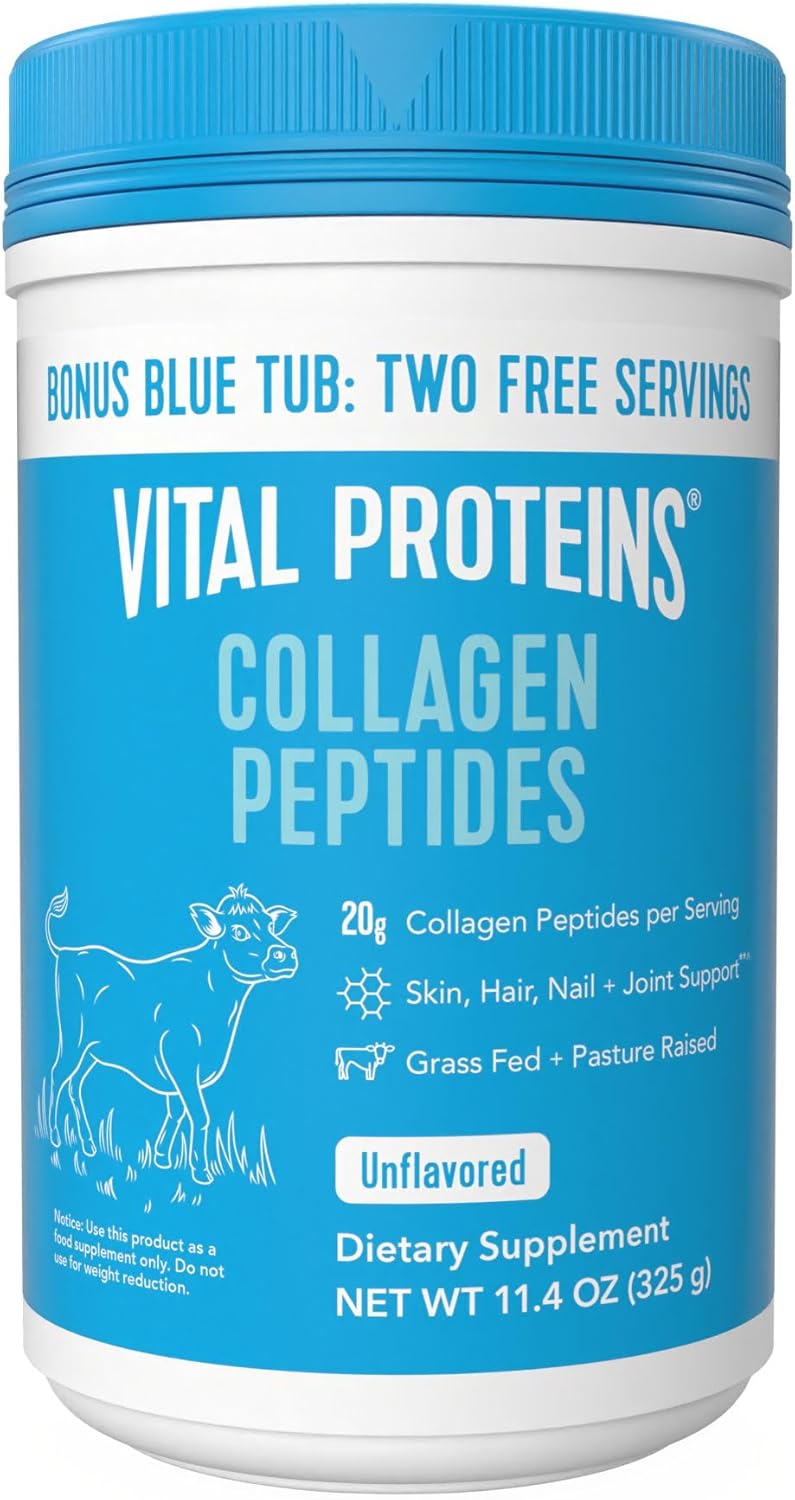 Vital Proteins Collagen Peptides Powder - Grass Fed Collagen Peptides for Hair, Nail, Skin, Bone & Joint Health, Unflavored, 9.33oz