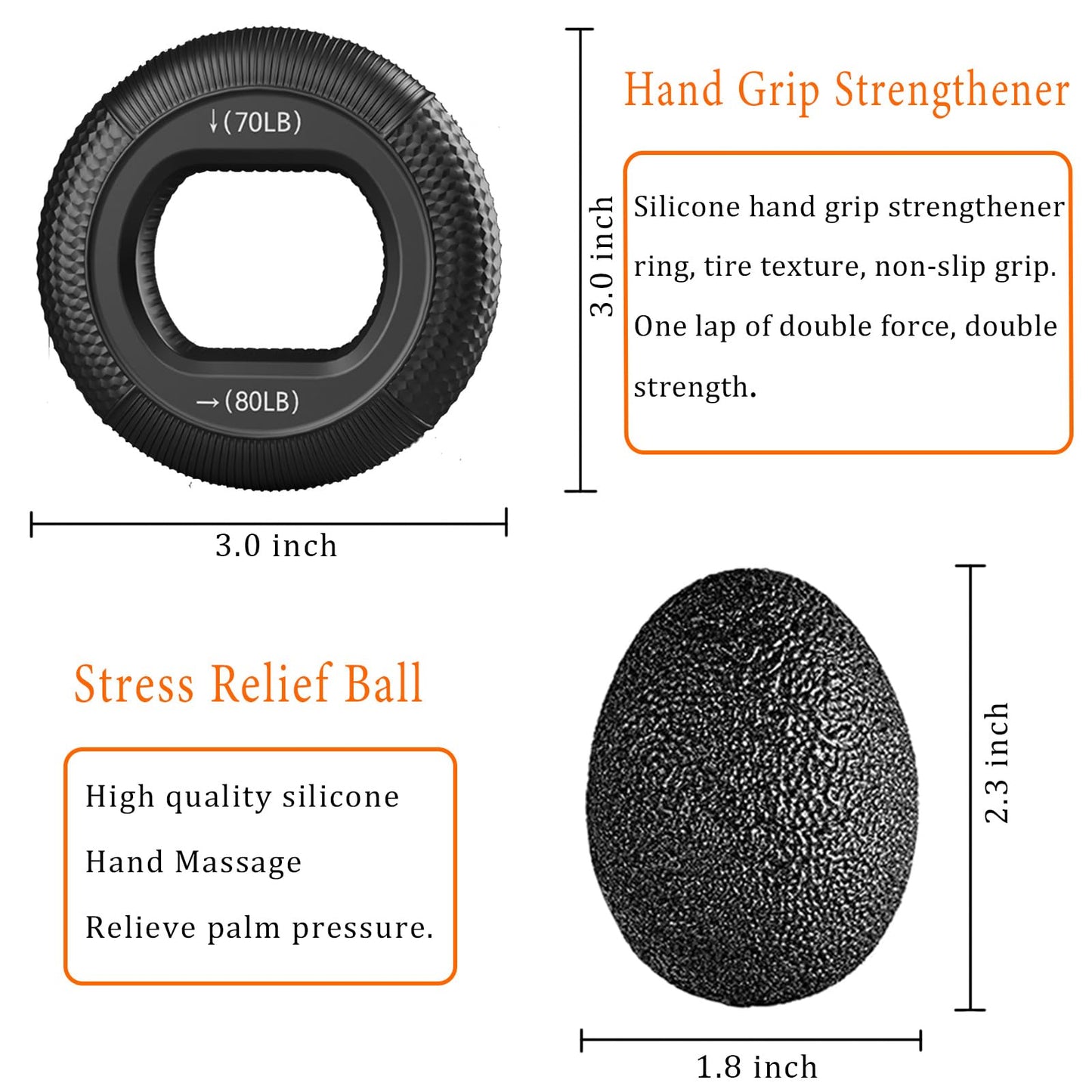 Grip Strength Trainer with Forearm Strengthener, Hand Grip Strengthener, Hand Extension Exerciser, Stress Relief Ball and Hand Grip Strengthener for Muscle Building and Injury Recover(5 PCS)