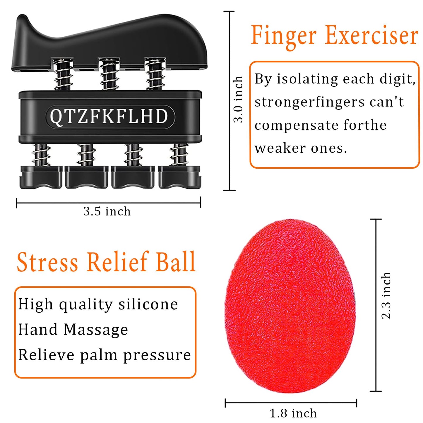 Grip Strength Trainer with Forearm Strengthener, Hand Grip Strengthener, Hand Extension Exerciser, Stress Relief Ball and Hand Grip Strengthener for Muscle Building and Injury Recover(5 PCS)