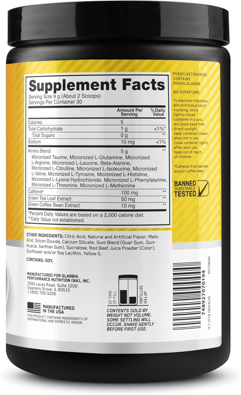 Optimum Nutrition Amino Energy - Pre Workout with Green Tea, BCAA, Amino Acids, Keto Friendly, Green Coffee Extract, Energy Powder - Blue Raspberry, 30 Servings (Packaging May Vary)