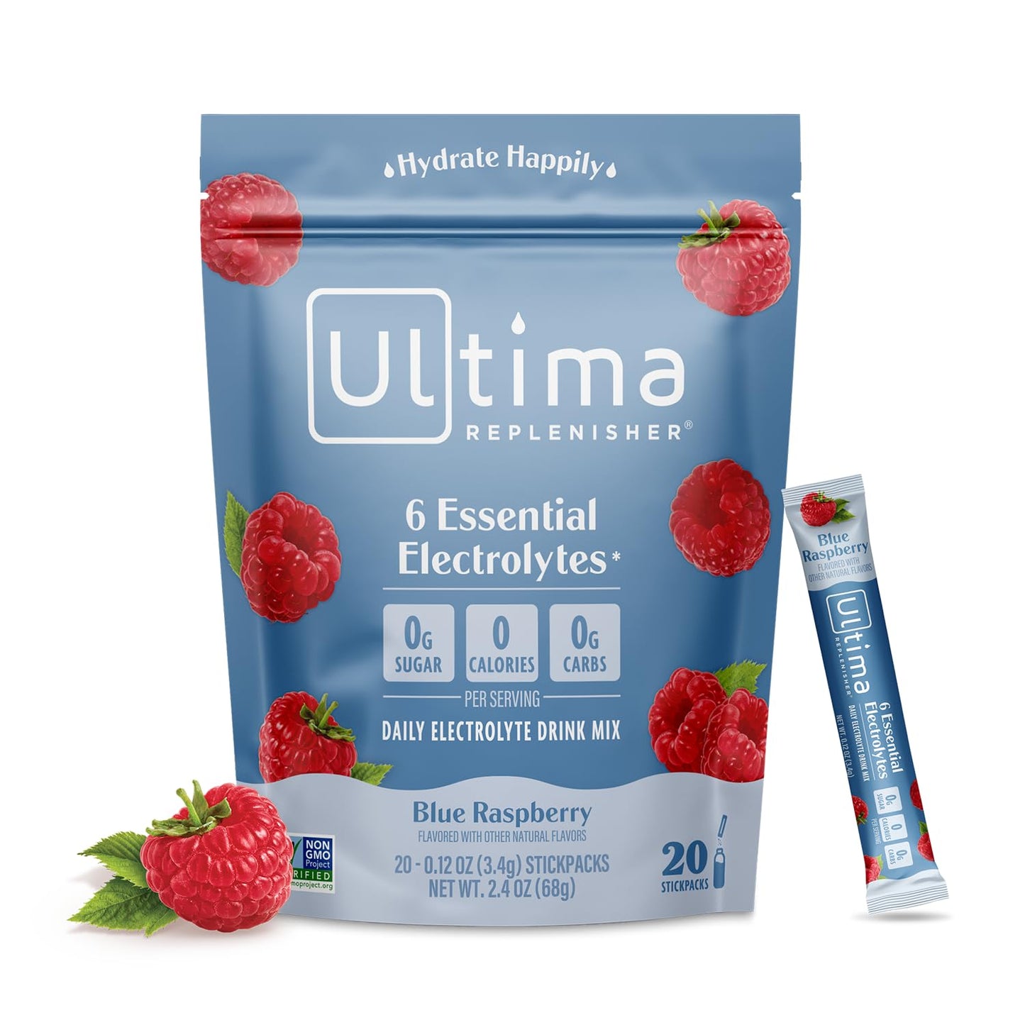 Ultima Replenisher Daily Electrolyte Powder Drink Mix – Original Variety, 20 Stickpacks – Hydration Packets with 6 Electrolytes and Minerals – Keto Friendly, Vegan, Non-GMO and Sugar-Free