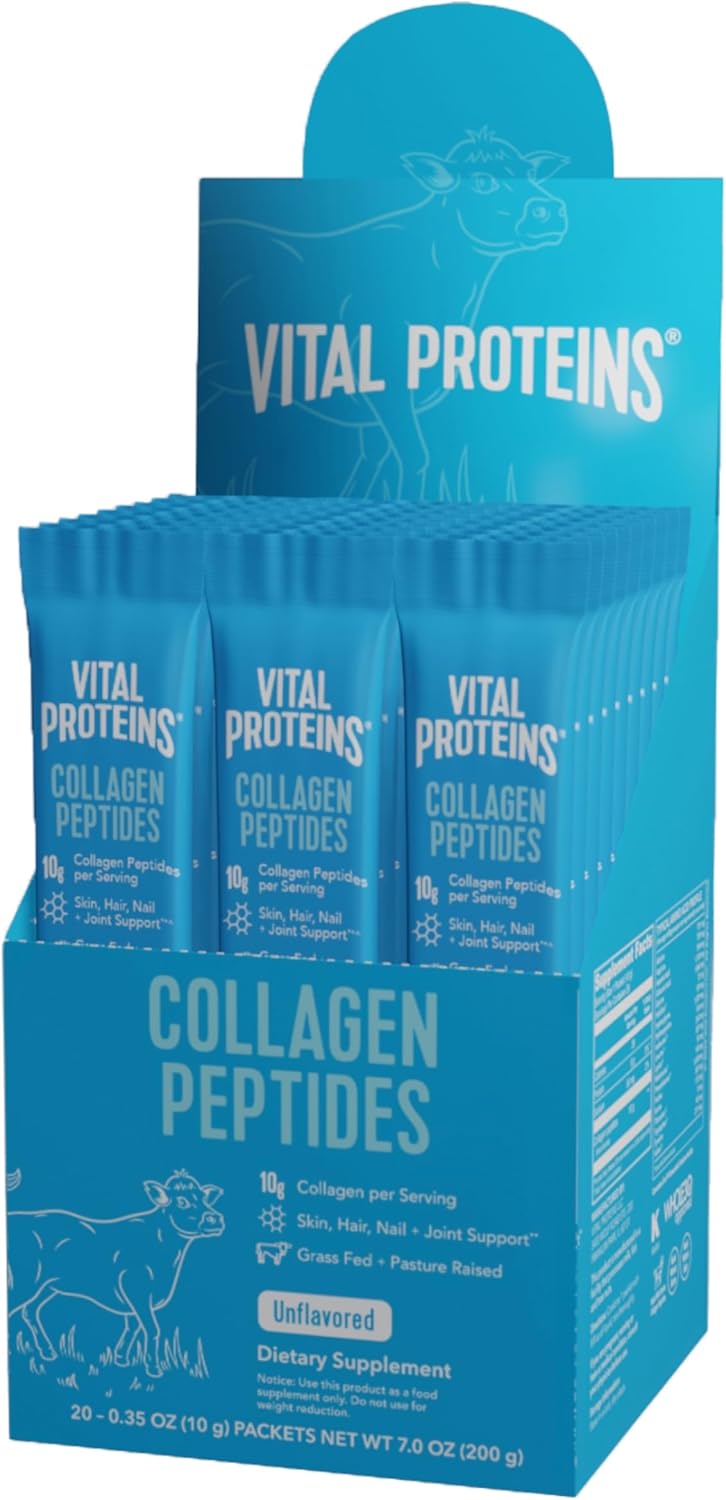 Vital Proteins Collagen Peptides Powder - Grass Fed Collagen Peptides for Hair, Nail, Skin, Bone & Joint Health, Unflavored, 9.33oz