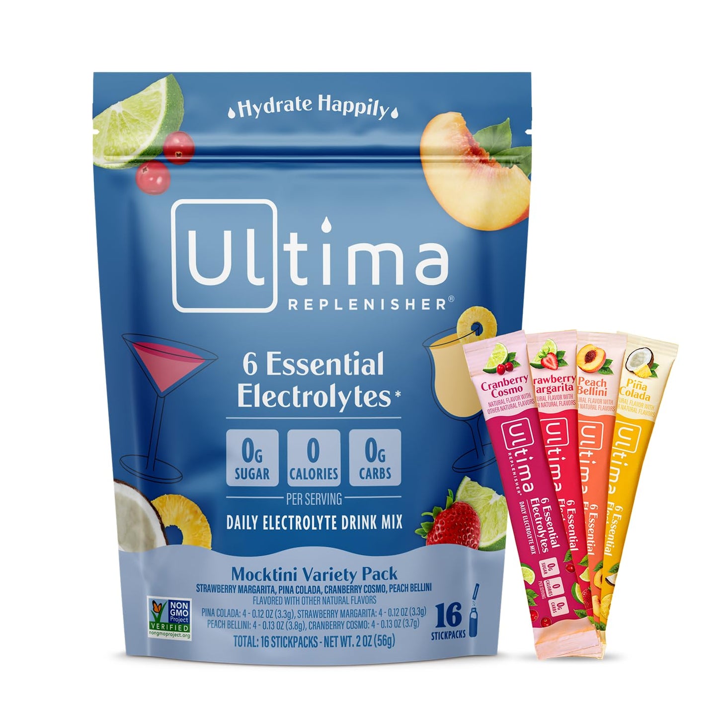 Ultima Replenisher Daily Electrolyte Powder Drink Mix – Original Variety, 20 Stickpacks – Hydration Packets with 6 Electrolytes and Minerals – Keto Friendly, Vegan, Non-GMO and Sugar-Free