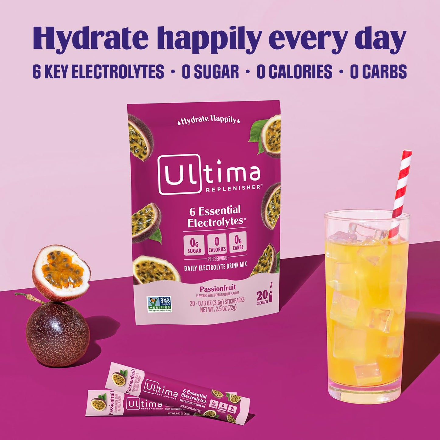 Ultima Replenisher Daily Electrolyte Powder Drink Mix – Original Variety, 20 Stickpacks – Hydration Packets with 6 Electrolytes and Minerals – Keto Friendly, Vegan, Non-GMO and Sugar-Free