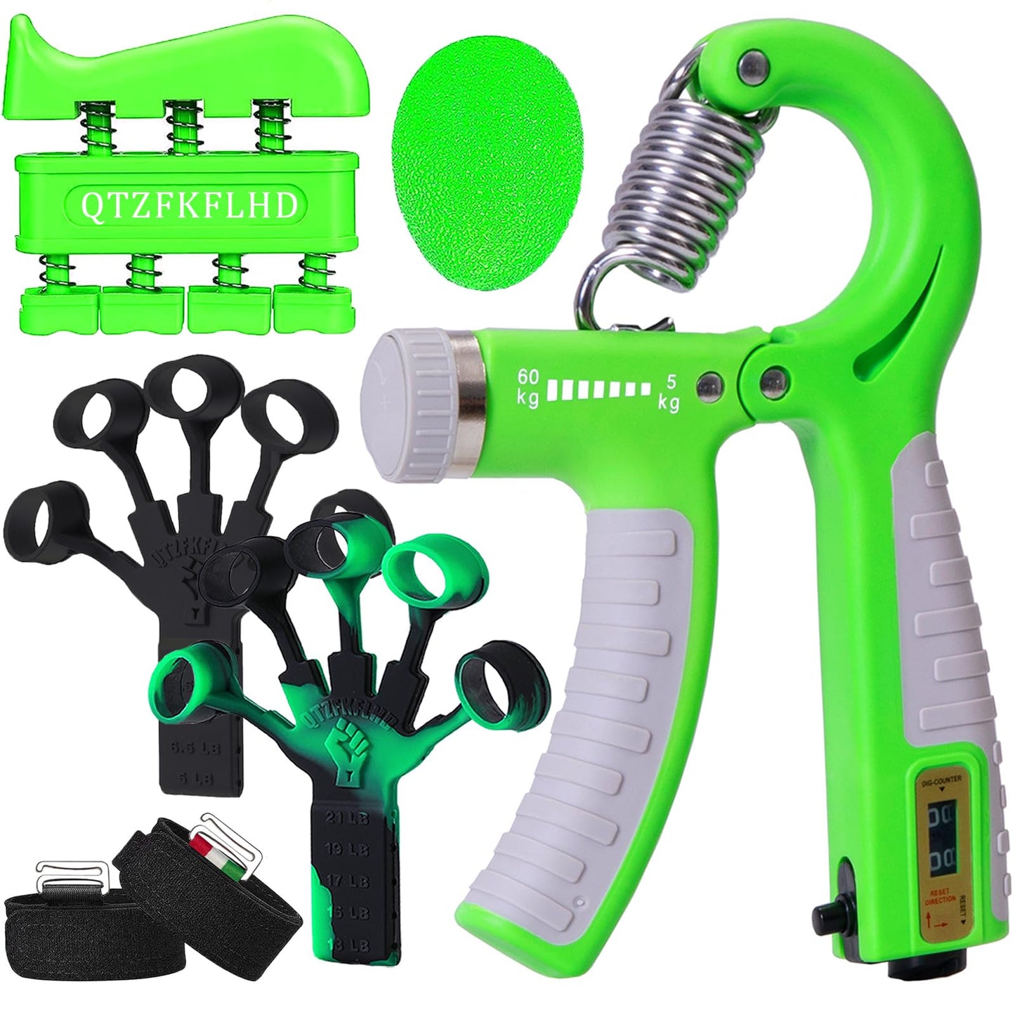 Grip Strength Trainer with Forearm Strengthener, Hand Grip Strengthener, Hand Extension Exerciser, Stress Relief Ball and Hand Grip Strengthener for Muscle Building and Injury Recover(5 PCS)