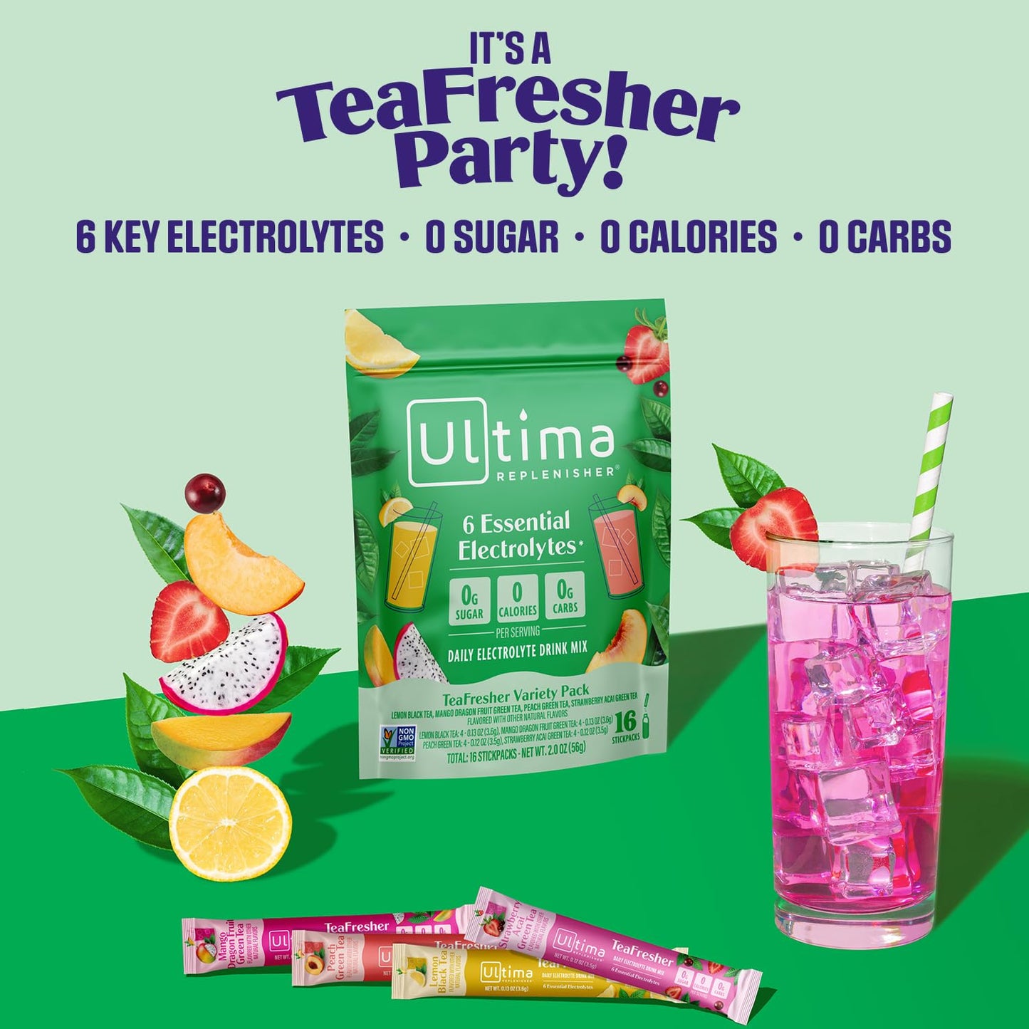 Ultima Replenisher Daily Electrolyte Powder Drink Mix – Original Variety, 20 Stickpacks – Hydration Packets with 6 Electrolytes and Minerals – Keto Friendly, Vegan, Non-GMO and Sugar-Free
