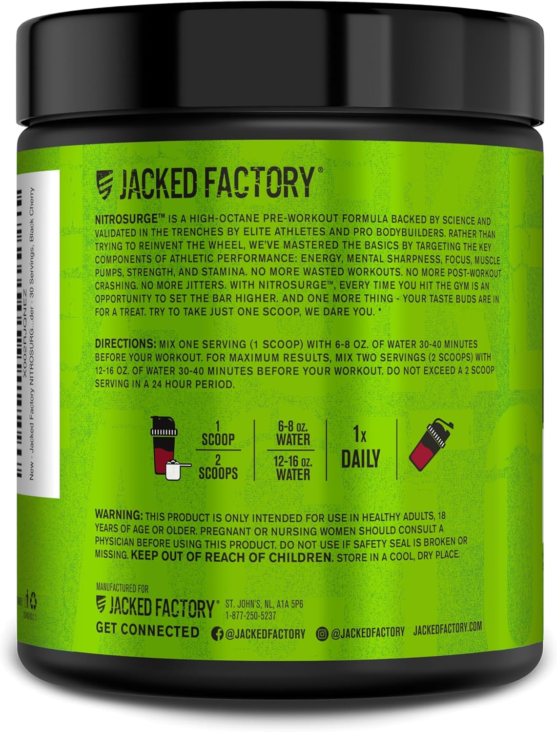 Jacked Factory NITROSURGE Pre Workout Supplement - for Energy, Instant Strength Gains, Clear Focus, Intense Pumps - Nitric Oxide Booster & Preworkout Powder with Beta Alanine - 30 Servings, Pineapple