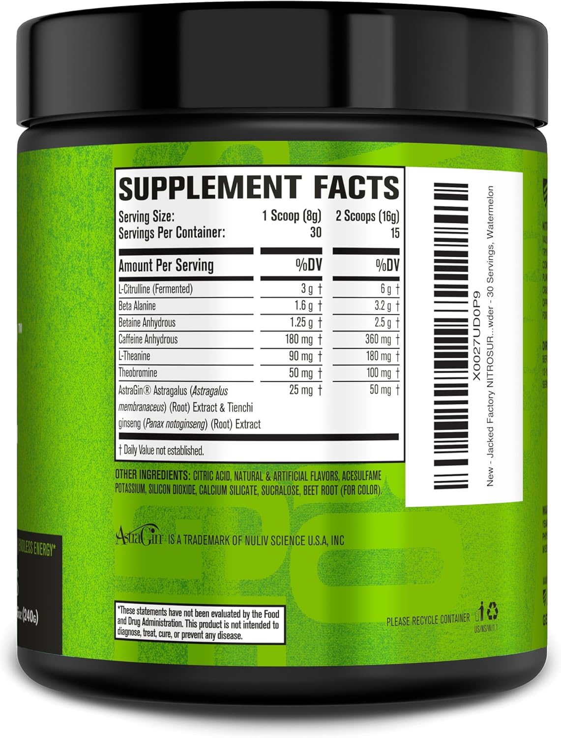 Jacked Factory NITROSURGE Pre Workout Supplement - for Energy, Instant Strength Gains, Clear Focus, Intense Pumps - Nitric Oxide Booster & Preworkout Powder with Beta Alanine - 30 Servings, Pineapple