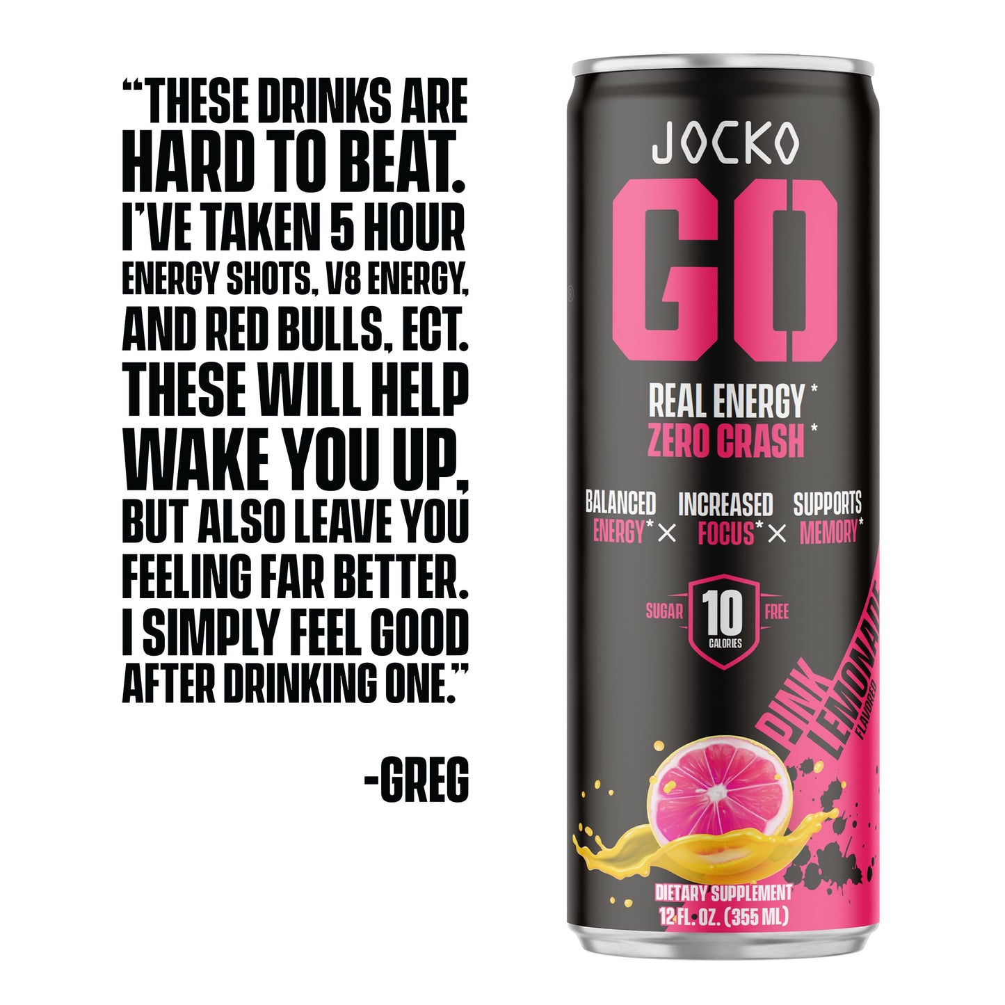 Jocko GO Energy Drink (Afterburner Orange) - KETO, Vitamin B12, Vitamin B6, Electrolytes, L Theanine, Magnesium- All Natural Energy Boost, Sugar Free Nootropic Monk Fruit Blend - 12 Pack