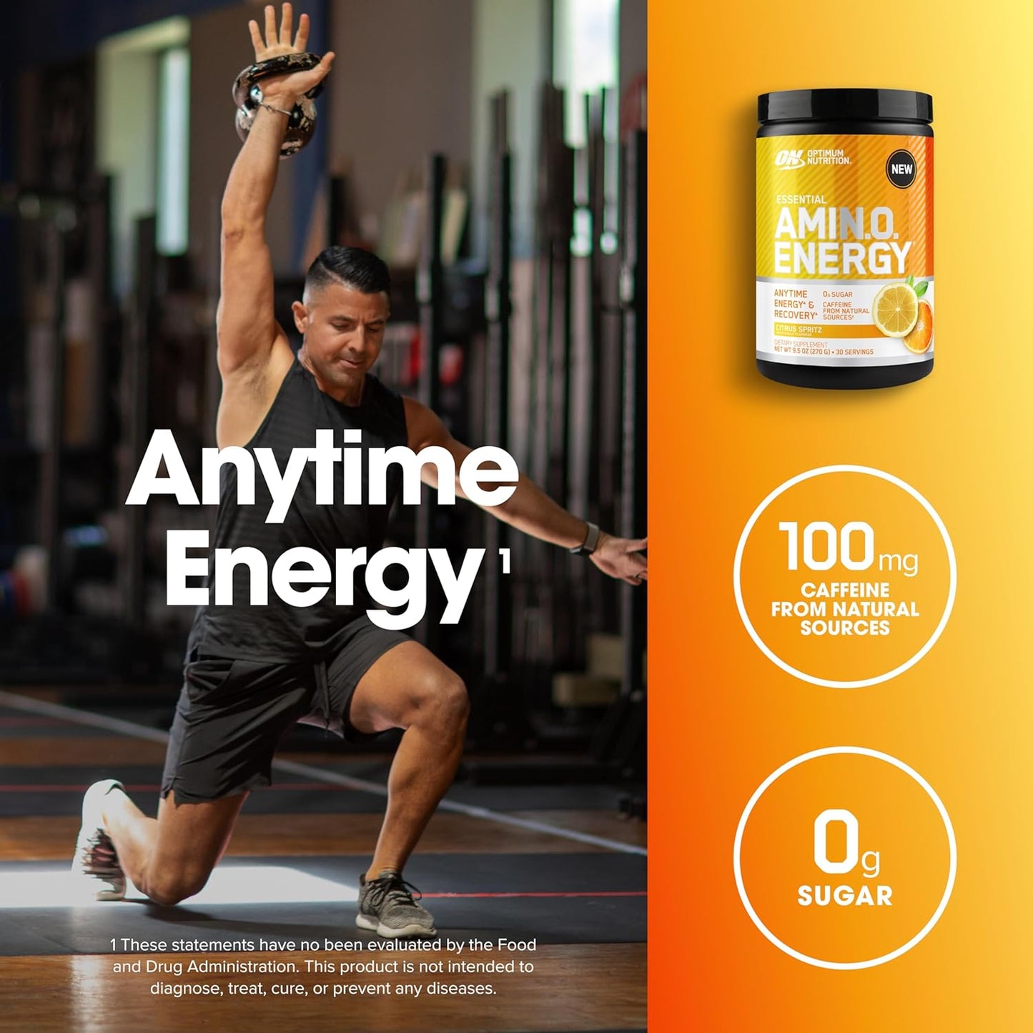 Optimum Nutrition Amino Energy - Pre Workout with Green Tea, BCAA, Amino Acids, Keto Friendly, Green Coffee Extract, Energy Powder - Blue Raspberry, 30 Servings (Packaging May Vary)