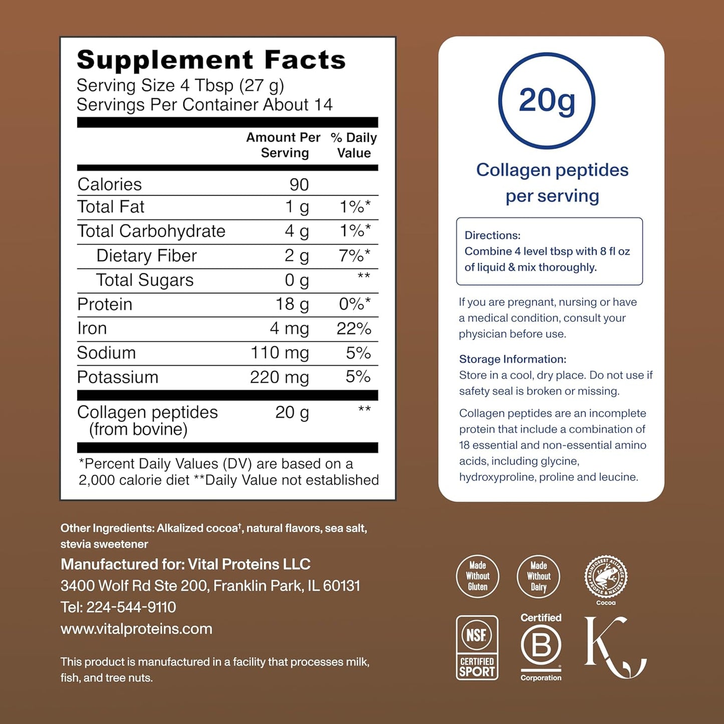 Vital Proteins Collagen Peptides Powder - Grass Fed Collagen Peptides for Hair, Nail, Skin, Bone & Joint Health, Unflavored, 9.33oz
