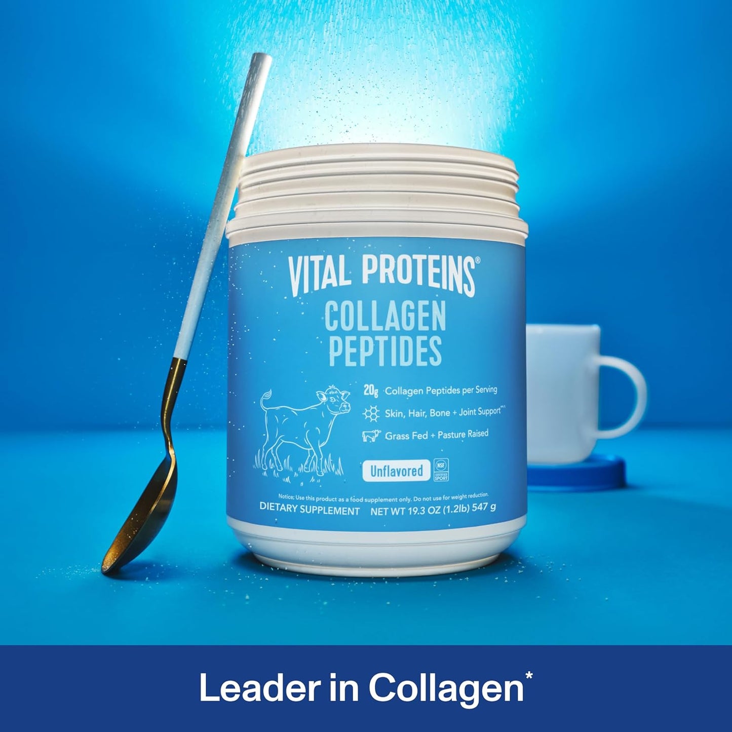 Vital Proteins Collagen Peptides Powder - Grass Fed Collagen Peptides for Hair, Nail, Skin, Bone & Joint Health, Unflavored, 9.33oz