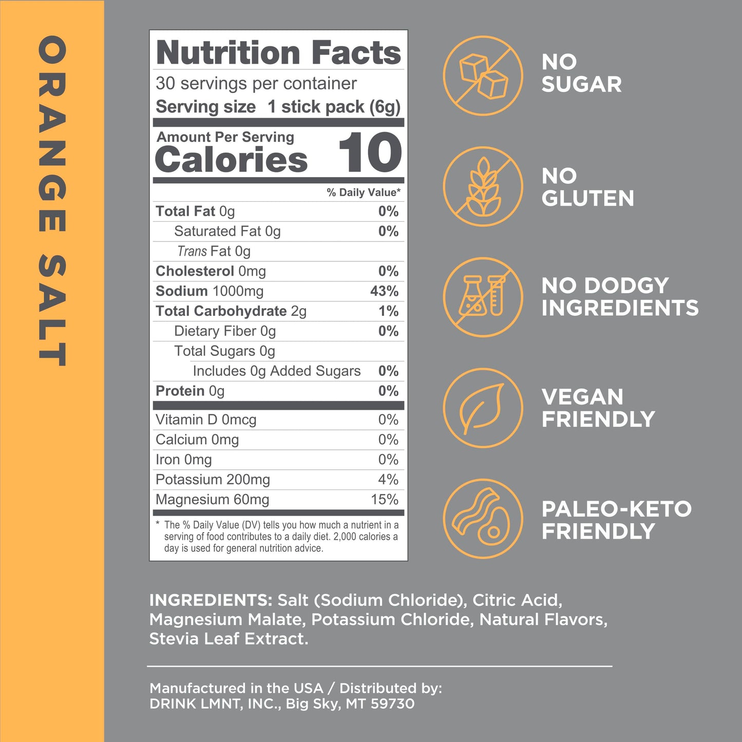 LMNT Zero Sugar Electrolytes - Raspberry Salt | Drink Mix | 30-Count