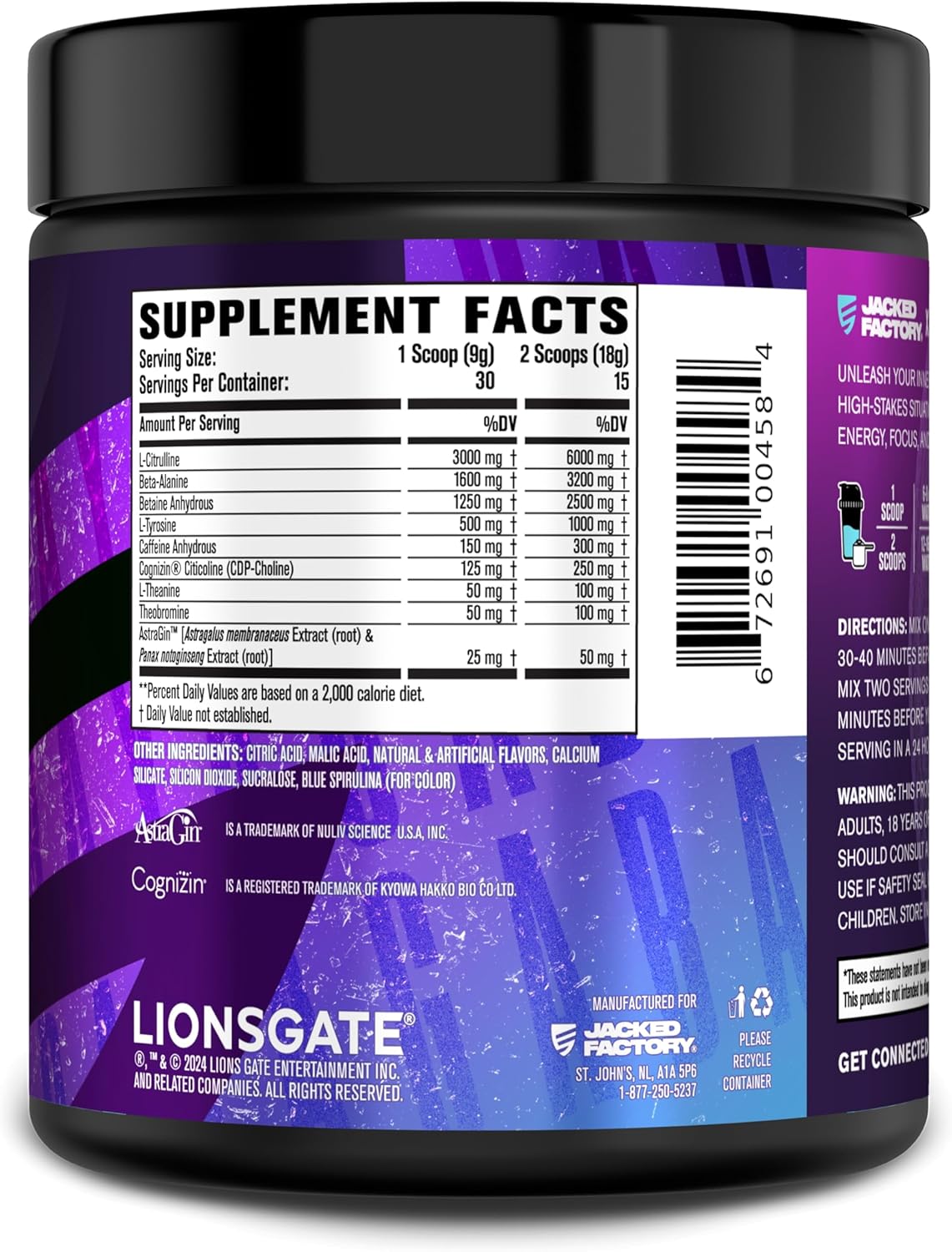 Jacked Factory NITROSURGE Pre Workout Supplement - for Energy, Instant Strength Gains, Clear Focus, Intense Pumps - Nitric Oxide Booster & Preworkout Powder with Beta Alanine - 30 Servings, Pineapple