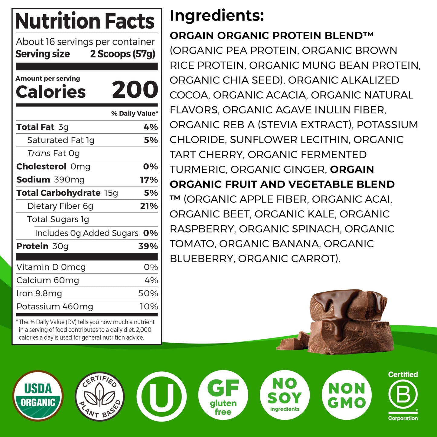 Orgain Organic 30g Vegan Protein Powder, Vanilla, 9g EAAs + BCAAs, Plant Protein, 4g Prebiotic + Fiber, 1g Sugar, Pre-Workout, Muscle Support + Recovery, PMV - 2.01lb (Packaging May Vary)