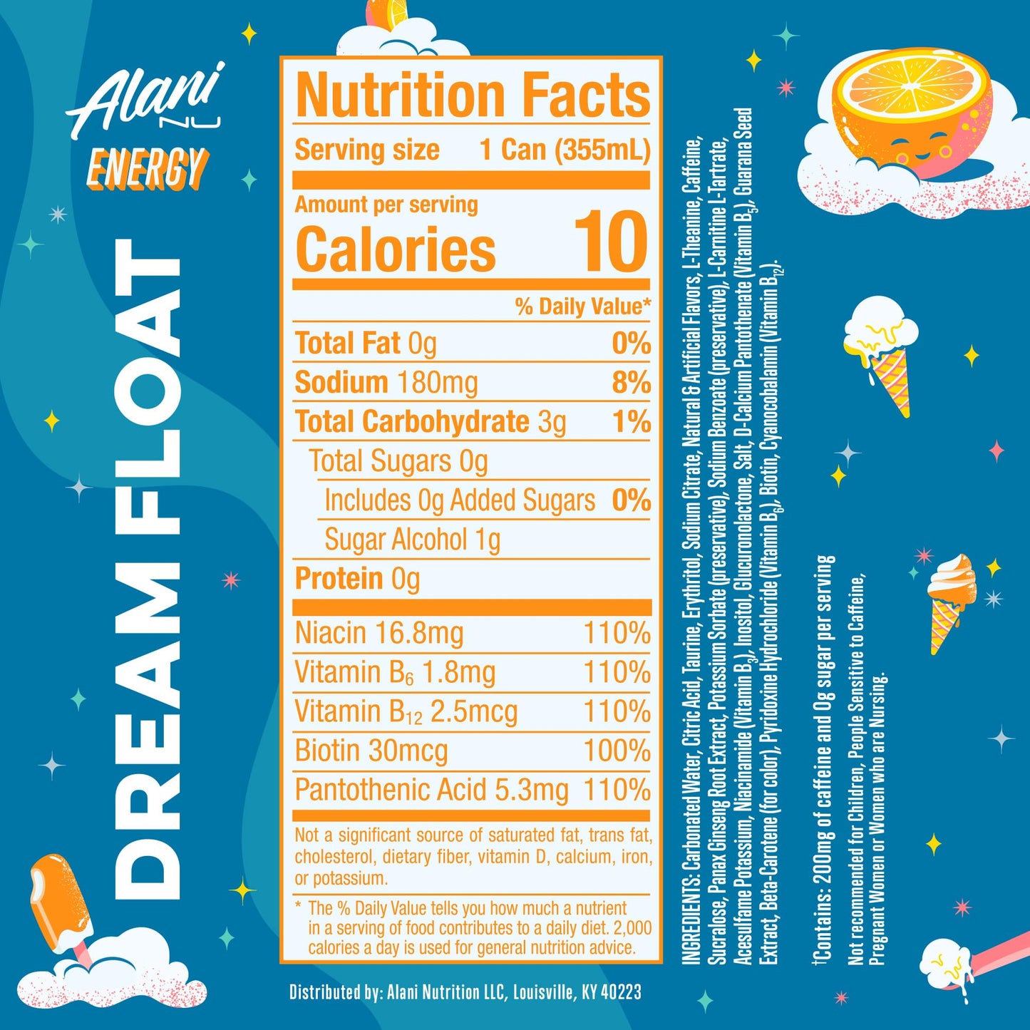 Alani Nu VARIETY PACK CHERRY TWIST, PINK SLUSH, ORANGE KISS Sugar Free, Low Calorie Energy Drinks, 200mg Caffeine, Biotin B Vitamins, Zero Sugar, 10 Calories, 12 Fl Oz Cans, 12 Pack