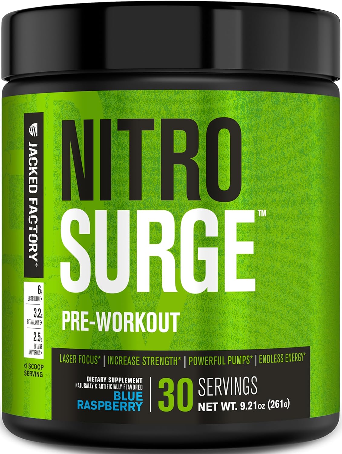 Jacked Factory NITROSURGE Pre Workout Supplement - for Energy, Instant Strength Gains, Clear Focus, Intense Pumps - Nitric Oxide Booster & Preworkout Powder with Beta Alanine - 30 Servings, Pineapple