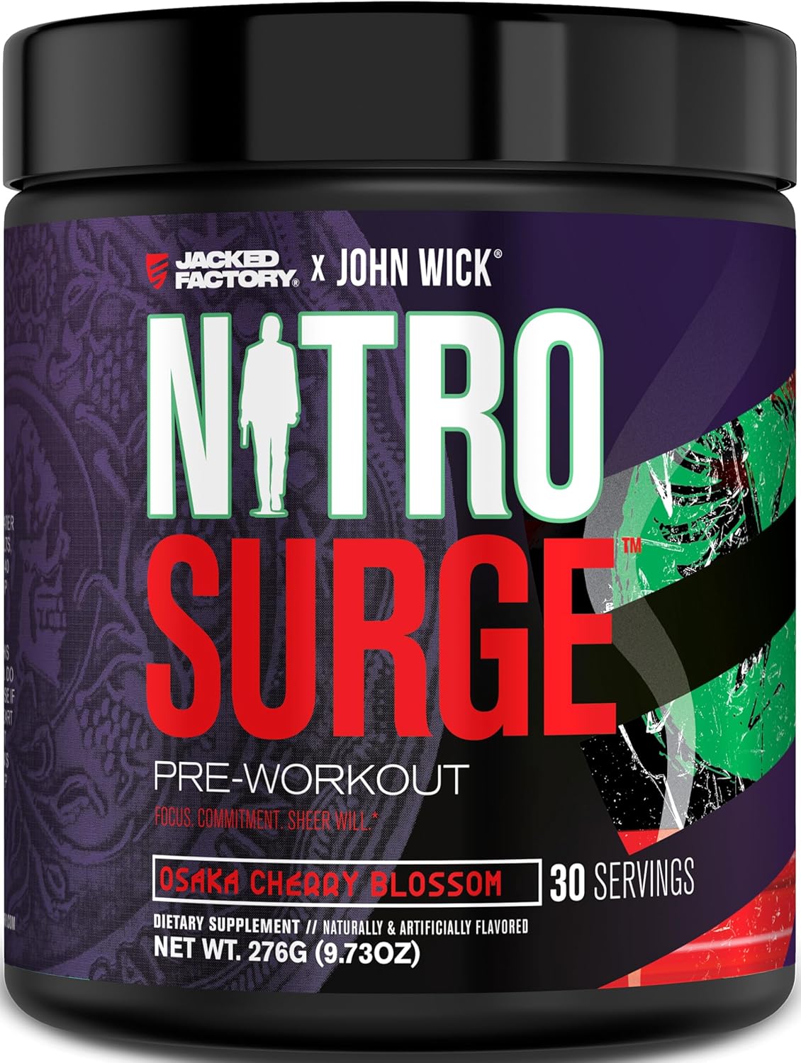 Jacked Factory NITROSURGE Pre Workout Supplement - for Energy, Instant Strength Gains, Clear Focus, Intense Pumps - Nitric Oxide Booster & Preworkout Powder with Beta Alanine - 30 Servings, Pineapple